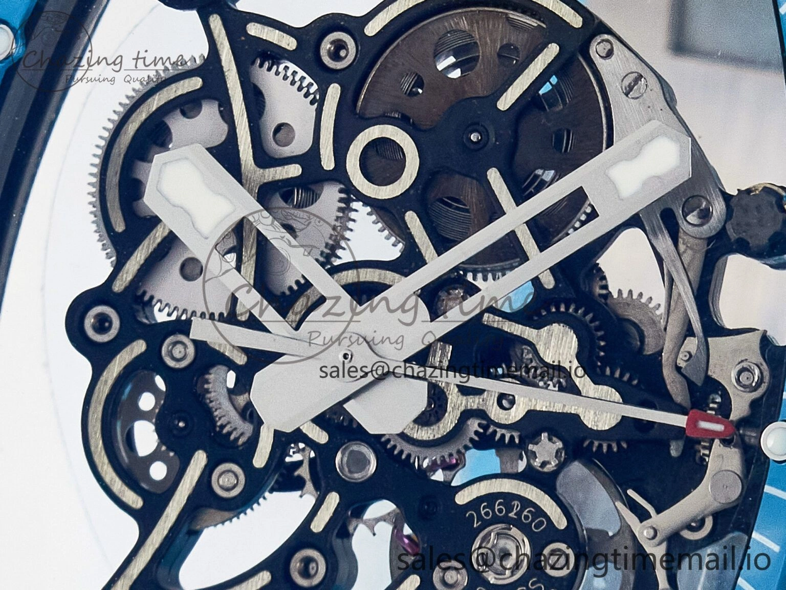 Custom RM055 NTPT APSF 1:1 Best Edition Blue Bezel Blue Crown on Rubber Strap Custom Vaucher Movement