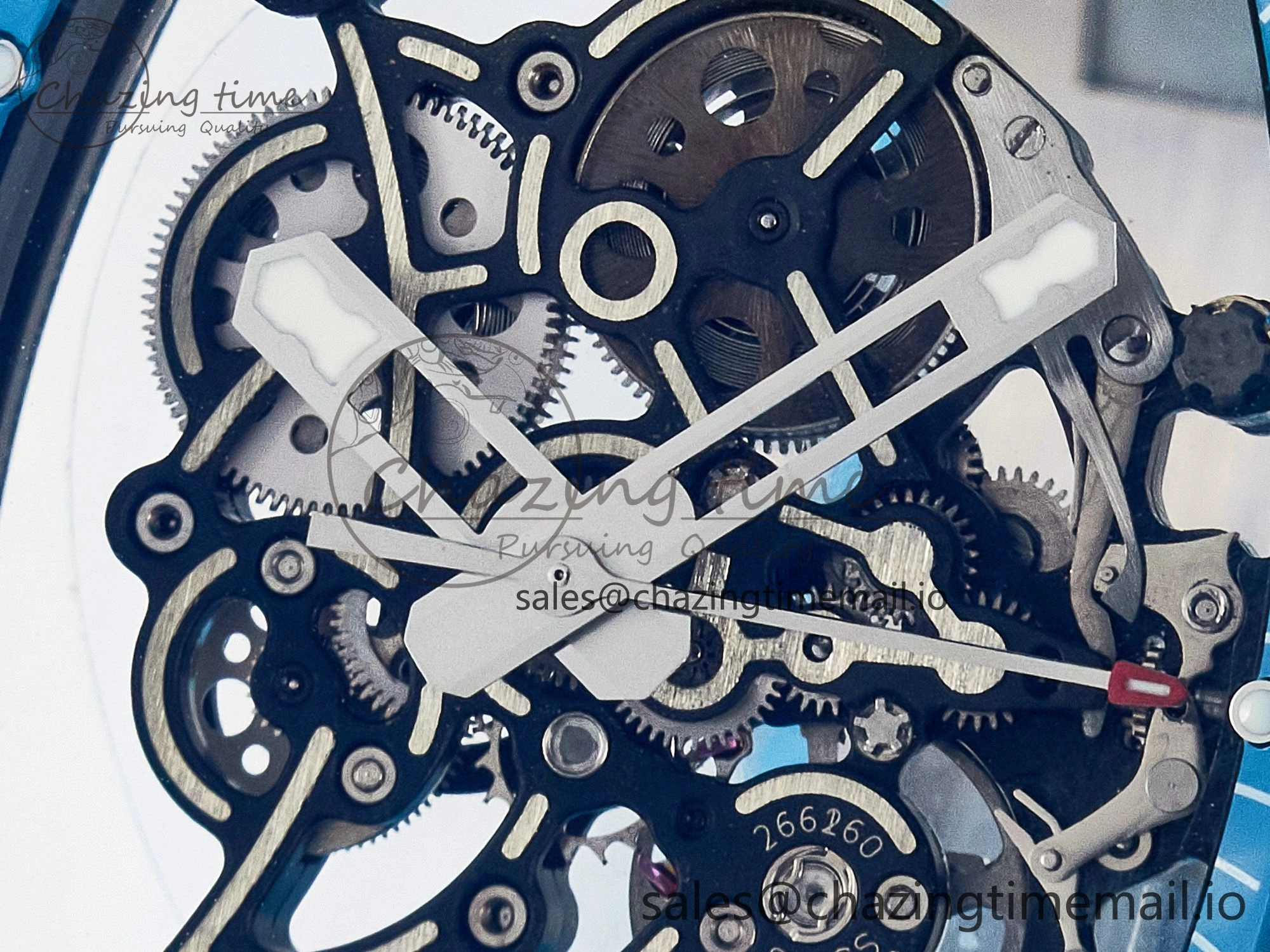 Custom RM055 NTPT APSF 1:1 Best Edition Blue Bezel Blue Crown on Rubber Strap Custom Vaucher Movement