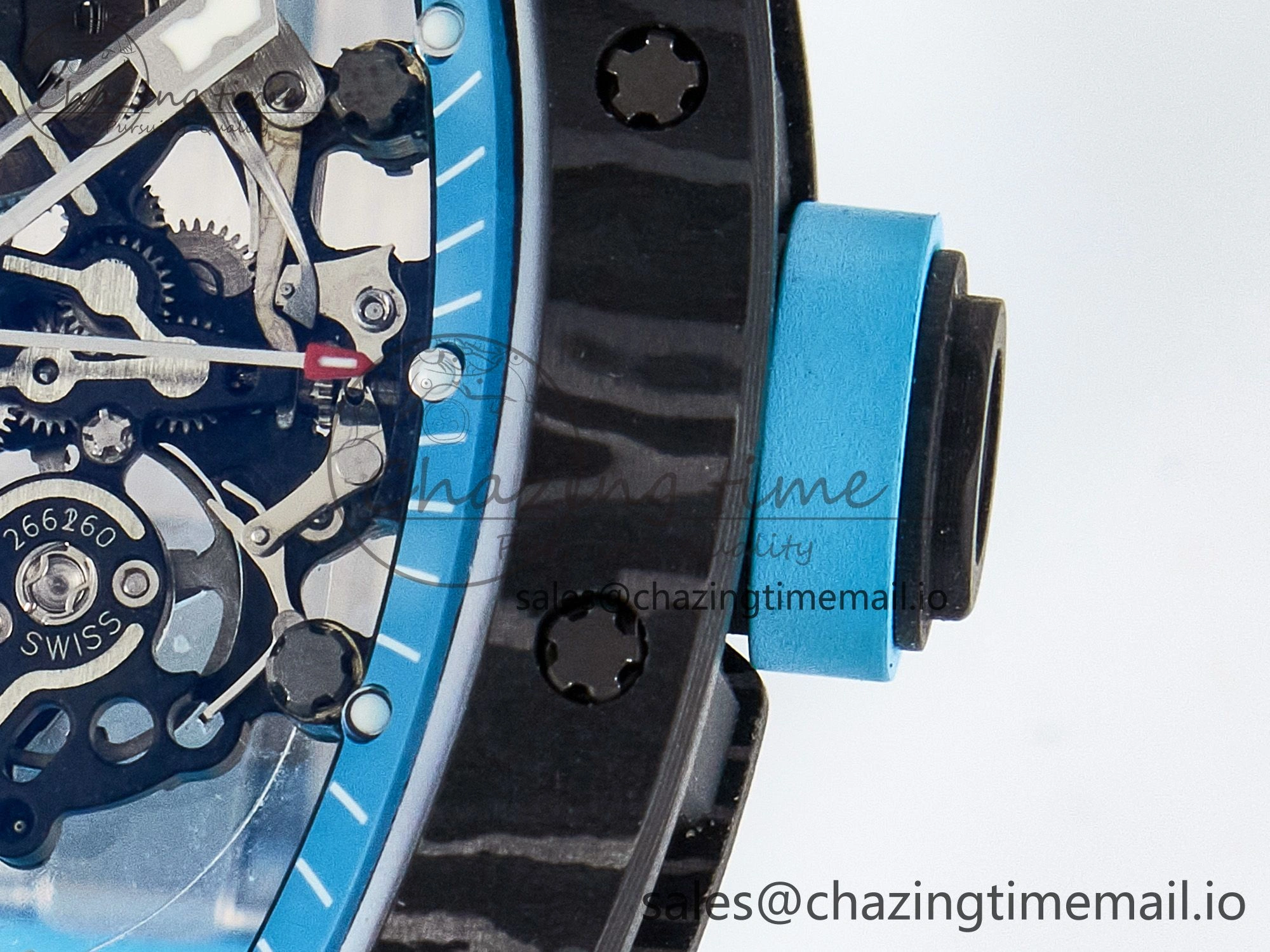Custom RM055 NTPT APSF 1:1 Best Edition Blue Bezel Blue Crown on Rubber Strap Custom Vaucher Movement