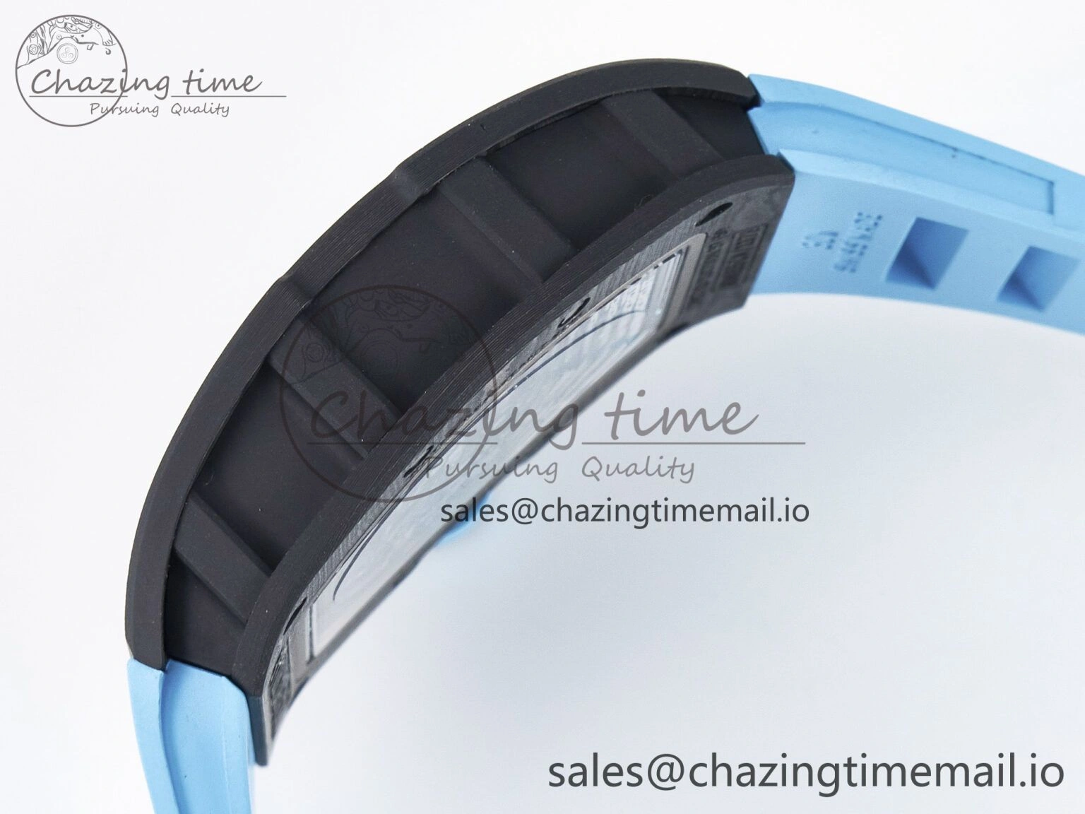 Custom RM055 NTPT APSF 1:1 Best Edition Blue Bezel Blue Crown on Rubber Strap Custom Vaucher Movement