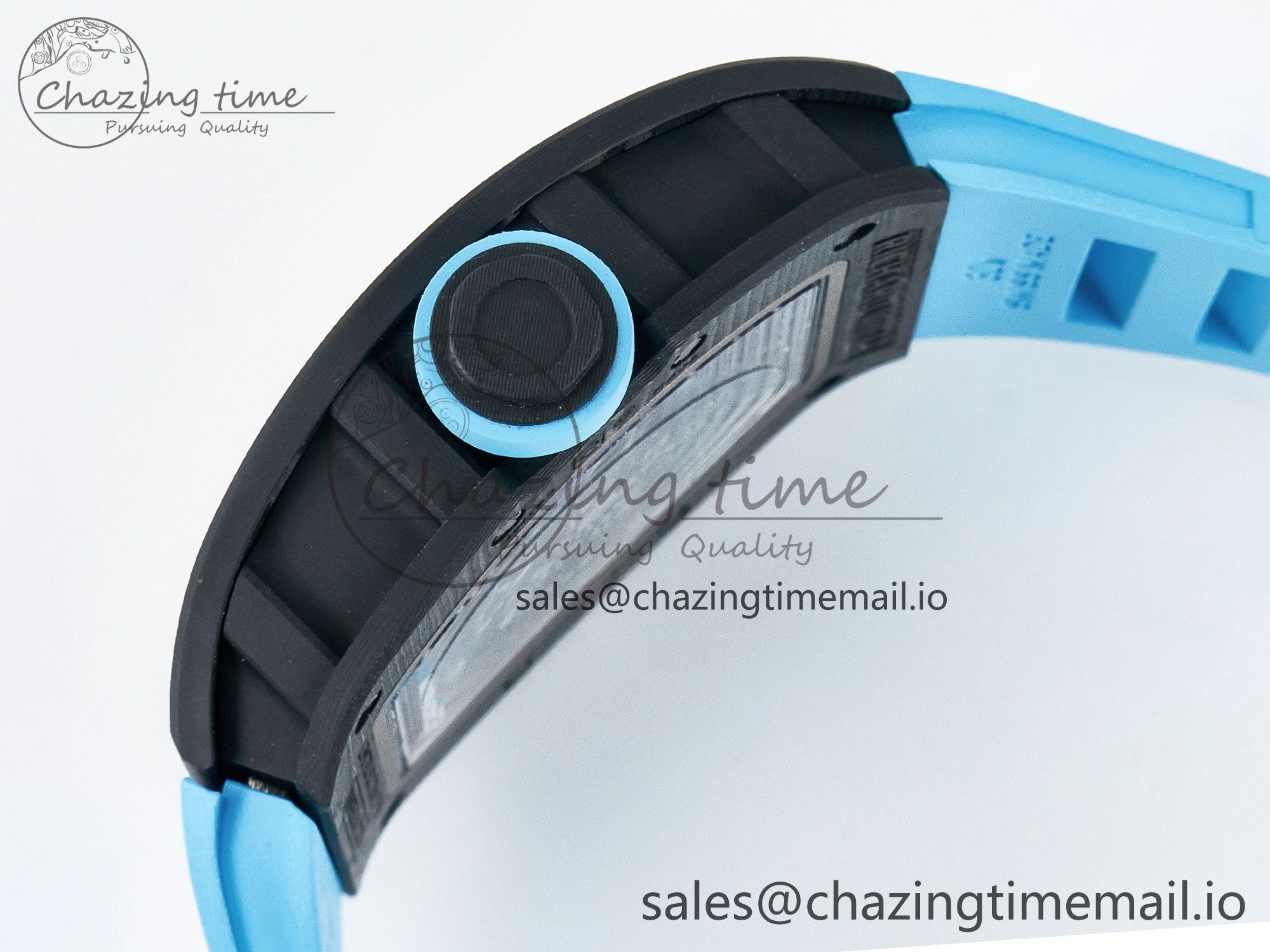 Custom RM055 NTPT APSF 1:1 Best Edition Blue Bezel Blue Crown on Rubber Strap Custom Vaucher Movement