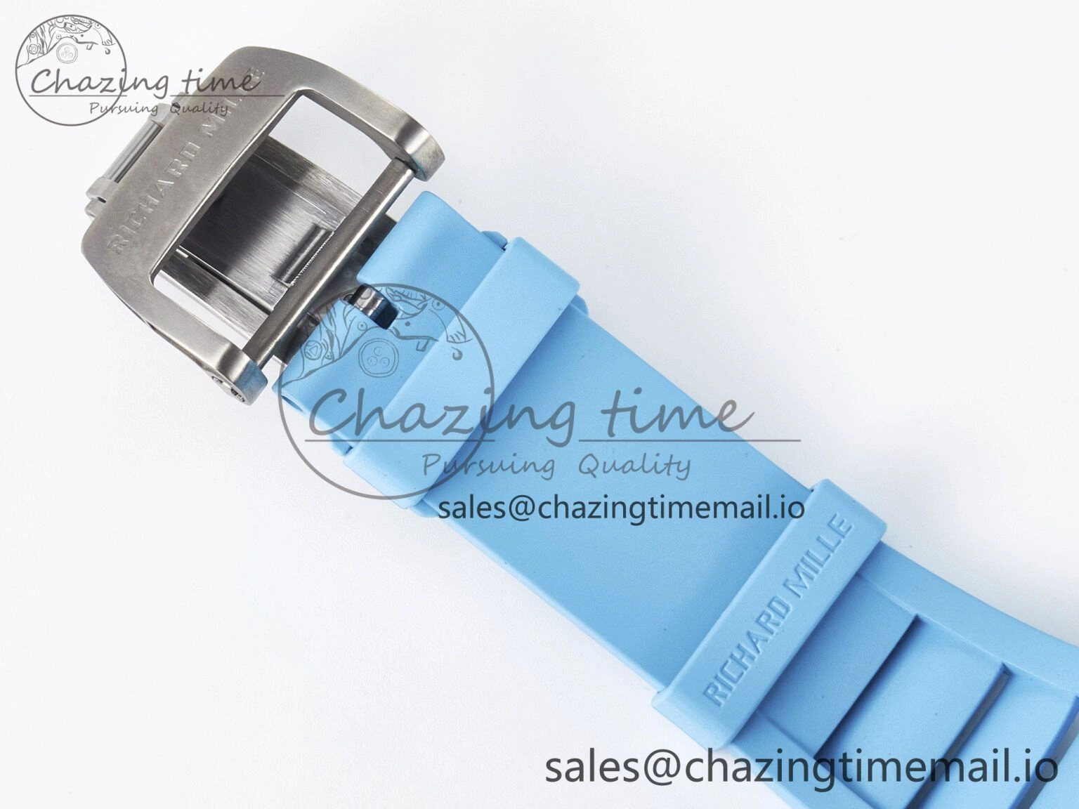 Custom RM055 NTPT APSF 1:1 Best Edition Blue Bezel Blue Crown on Rubber Strap Custom Vaucher Movement
