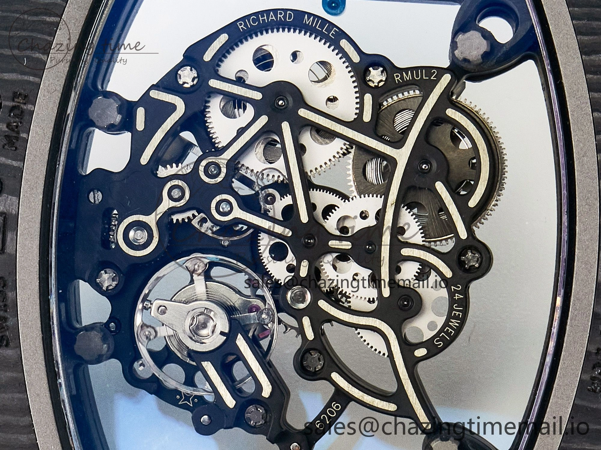 Custom RM055 NTPT APSF 1:1 Best Edition Blue Bezel Blue Crown on Rubber Strap Custom Vaucher Movement
