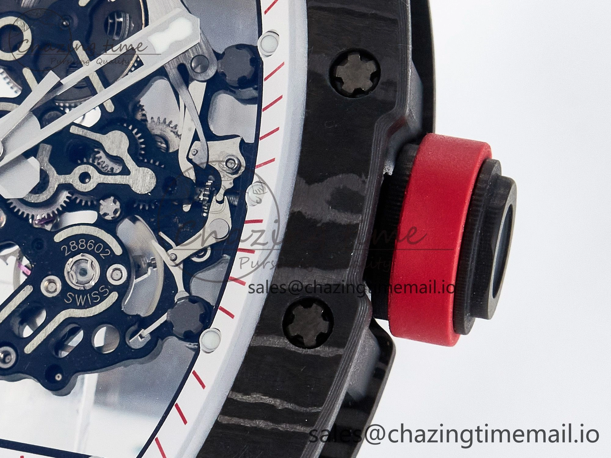 Custom RM055 NTPT APSF 1:1 Best Edition White Bezel Red Crown on Rubber Strap Custom Vaucher Movement