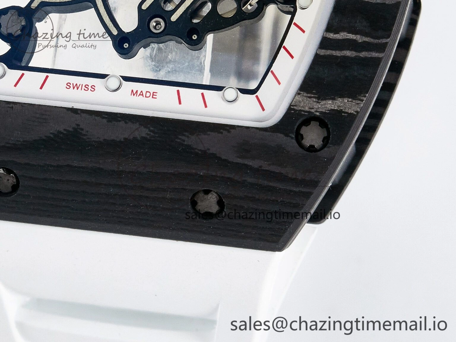 Custom RM055 NTPT APSF 1:1 Best Edition White Bezel Red Crown on Rubber Strap Custom Vaucher Movement