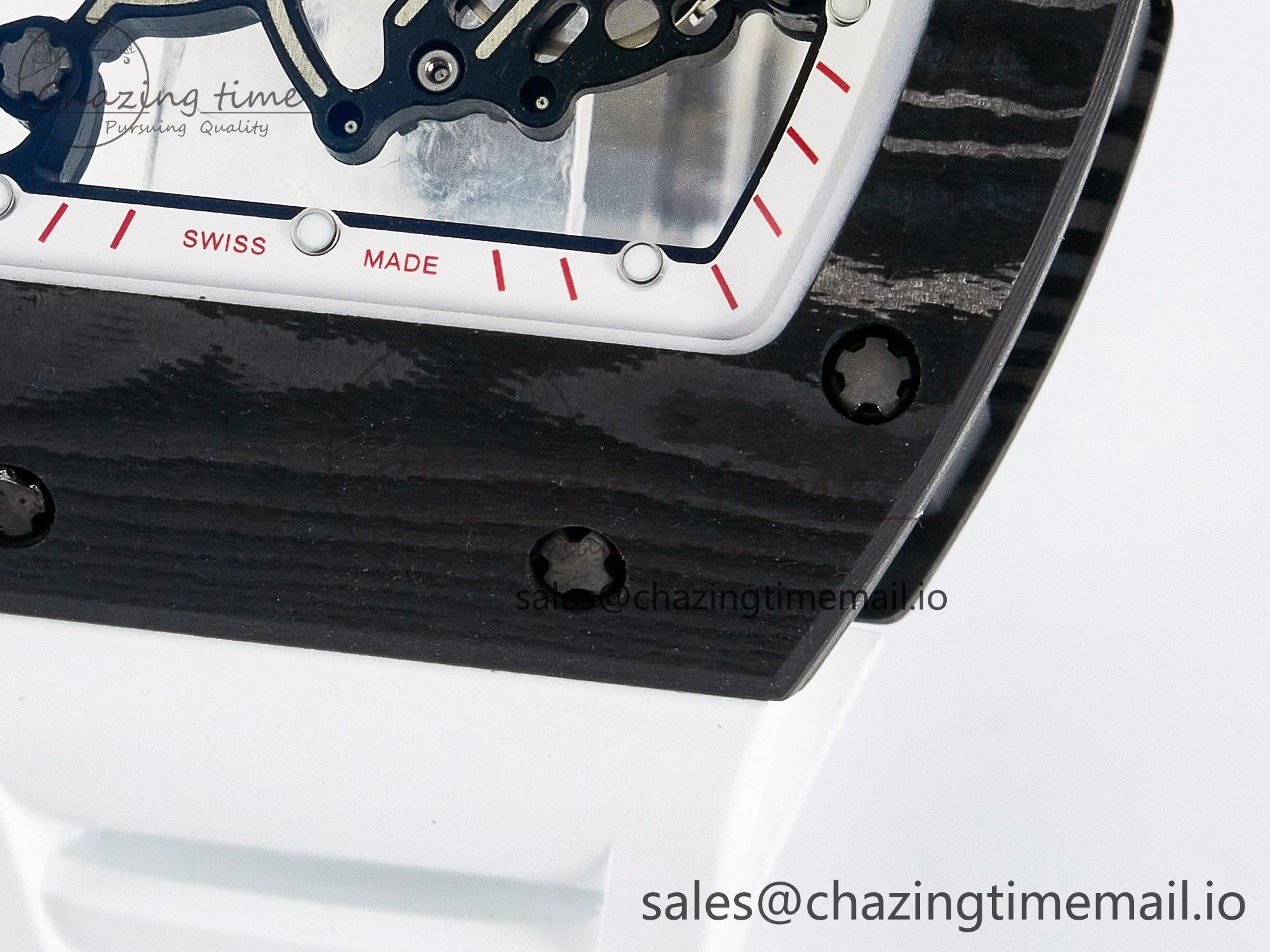 Custom RM055 NTPT APSF 1:1 Best Edition White Bezel Red Crown on Rubber Strap Custom Vaucher Movement