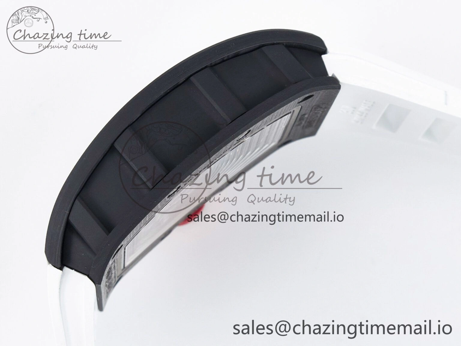 Custom RM055 NTPT APSF 1:1 Best Edition White Bezel Red Crown on Rubber Strap Custom Vaucher Movement