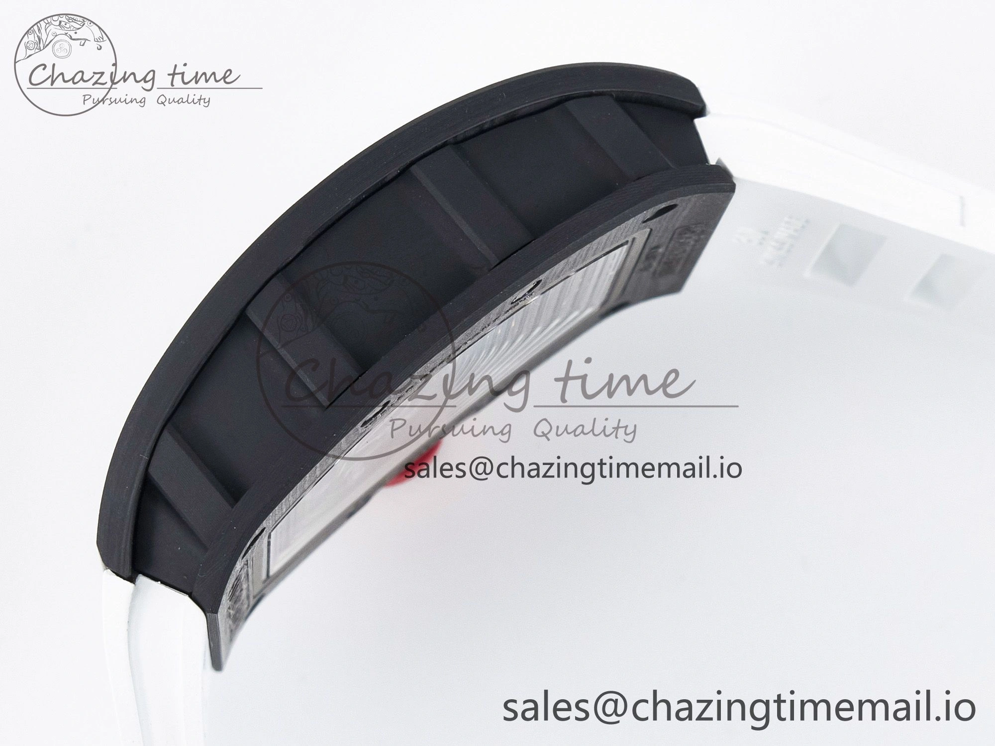 Custom RM055 NTPT APSF 1:1 Best Edition White Bezel Red Crown on Rubber Strap Custom Vaucher Movement