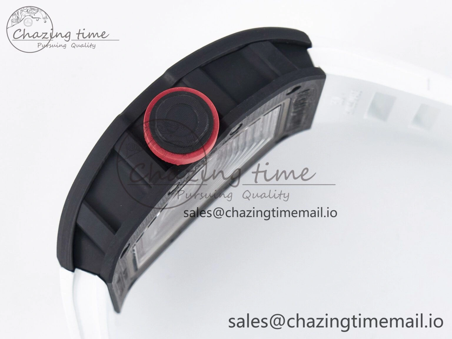 Custom RM055 NTPT APSF 1:1 Best Edition White Bezel Red Crown on Rubber Strap Custom Vaucher Movement