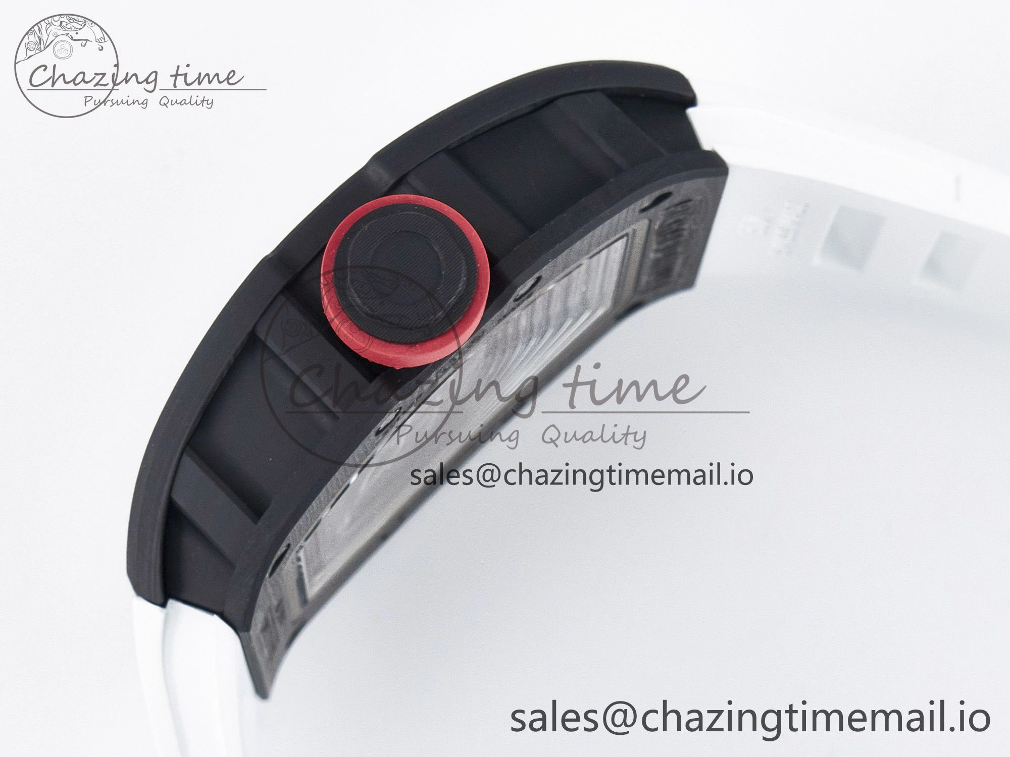 Custom RM055 NTPT APSF 1:1 Best Edition White Bezel Red Crown on Rubber Strap Custom Vaucher Movement