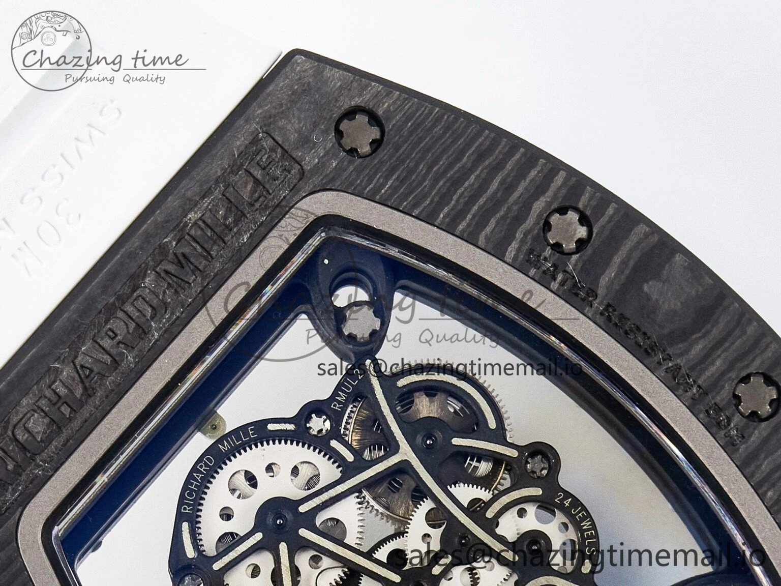 Custom RM055 NTPT APSF 1:1 Best Edition White Bezel Red Crown on Rubber Strap Custom Vaucher Movement