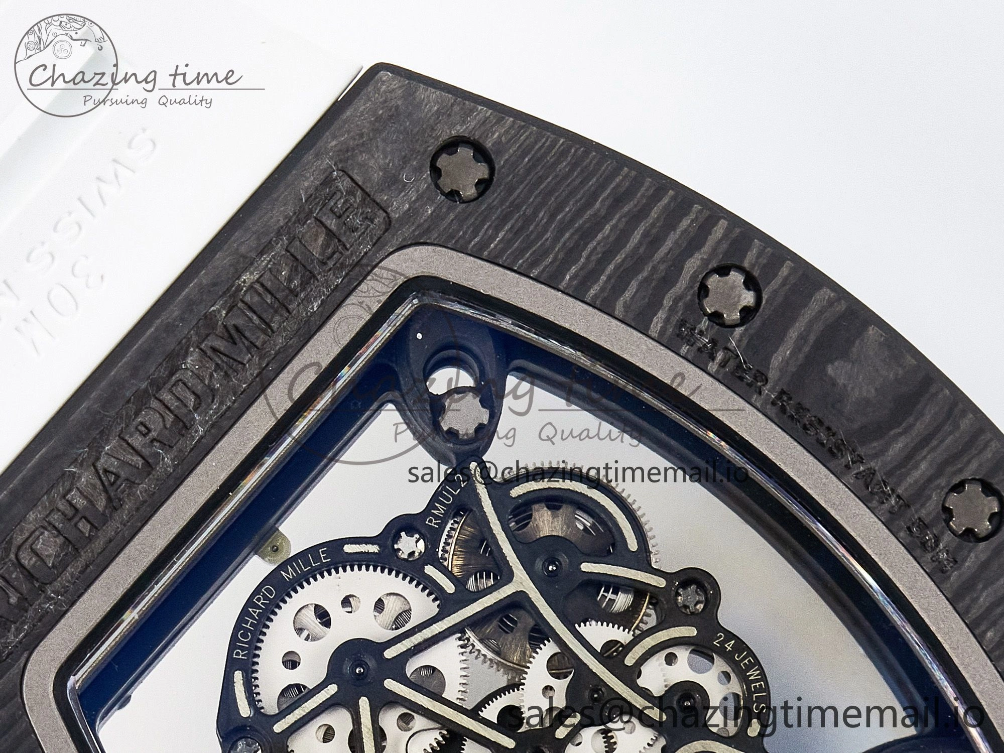 Custom RM055 NTPT APSF 1:1 Best Edition White Bezel Red Crown on Rubber Strap Custom Vaucher Movement