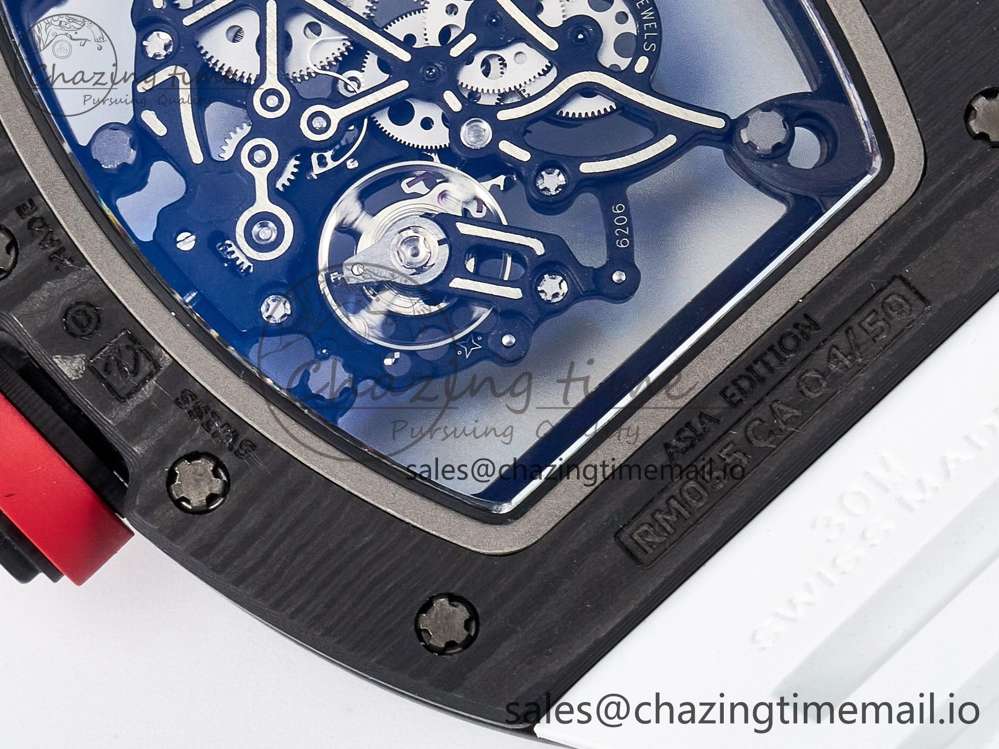 Custom RM055 NTPT APSF 1:1 Best Edition White Bezel Red Crown on Rubber Strap Custom Vaucher Movement