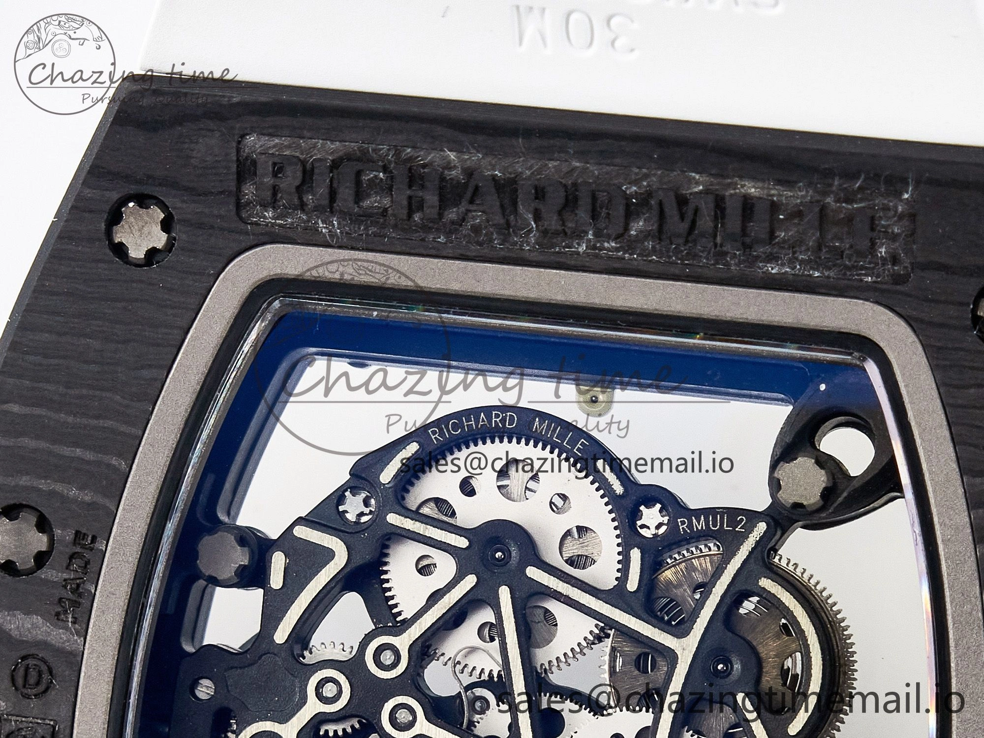 Custom RM055 NTPT APSF 1:1 Best Edition White Bezel Red Crown on Rubber Strap Custom Vaucher Movement