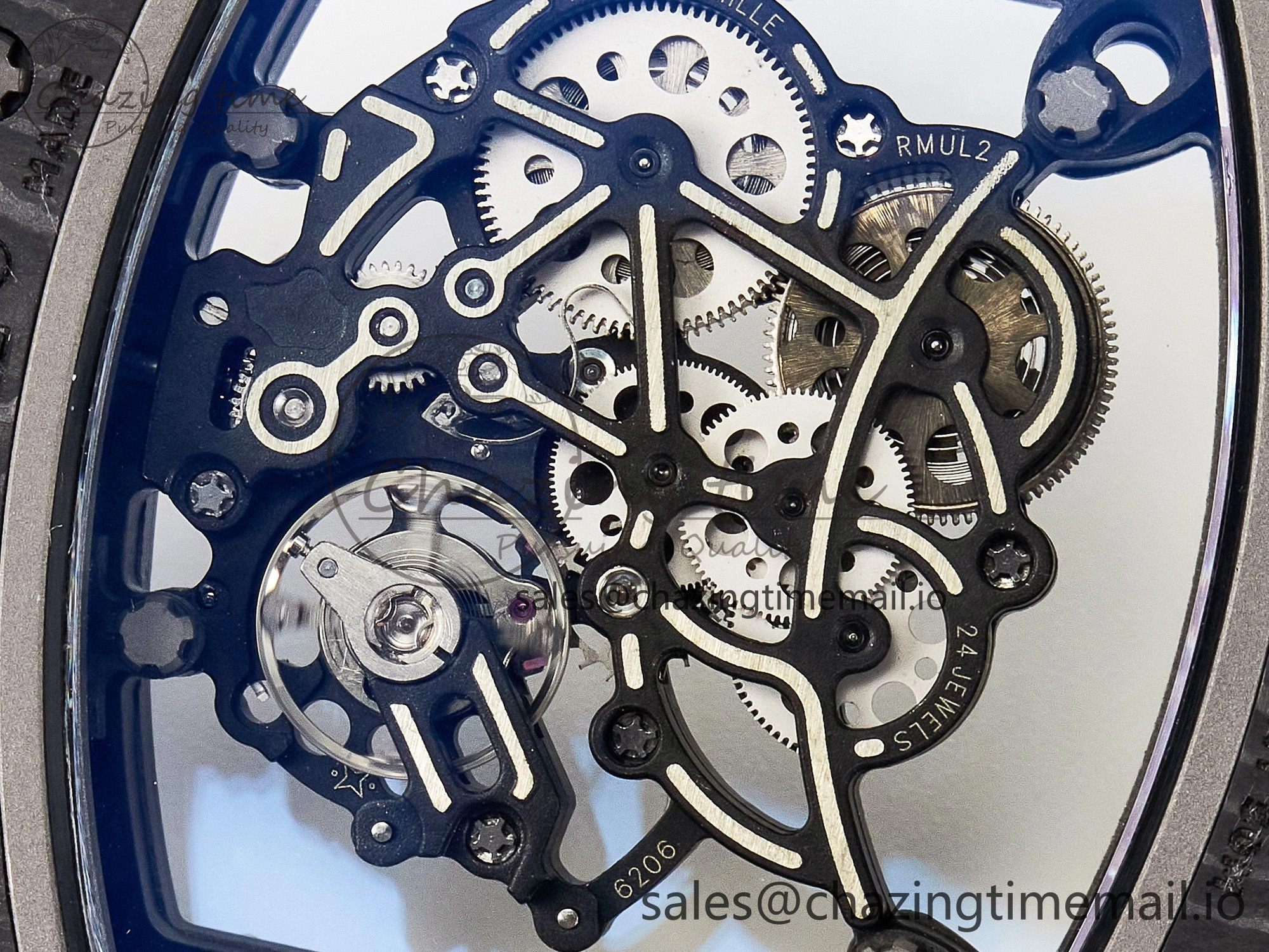Custom RM055 NTPT APSF 1:1 Best Edition White Bezel Red Crown on Rubber Strap Custom Vaucher Movement