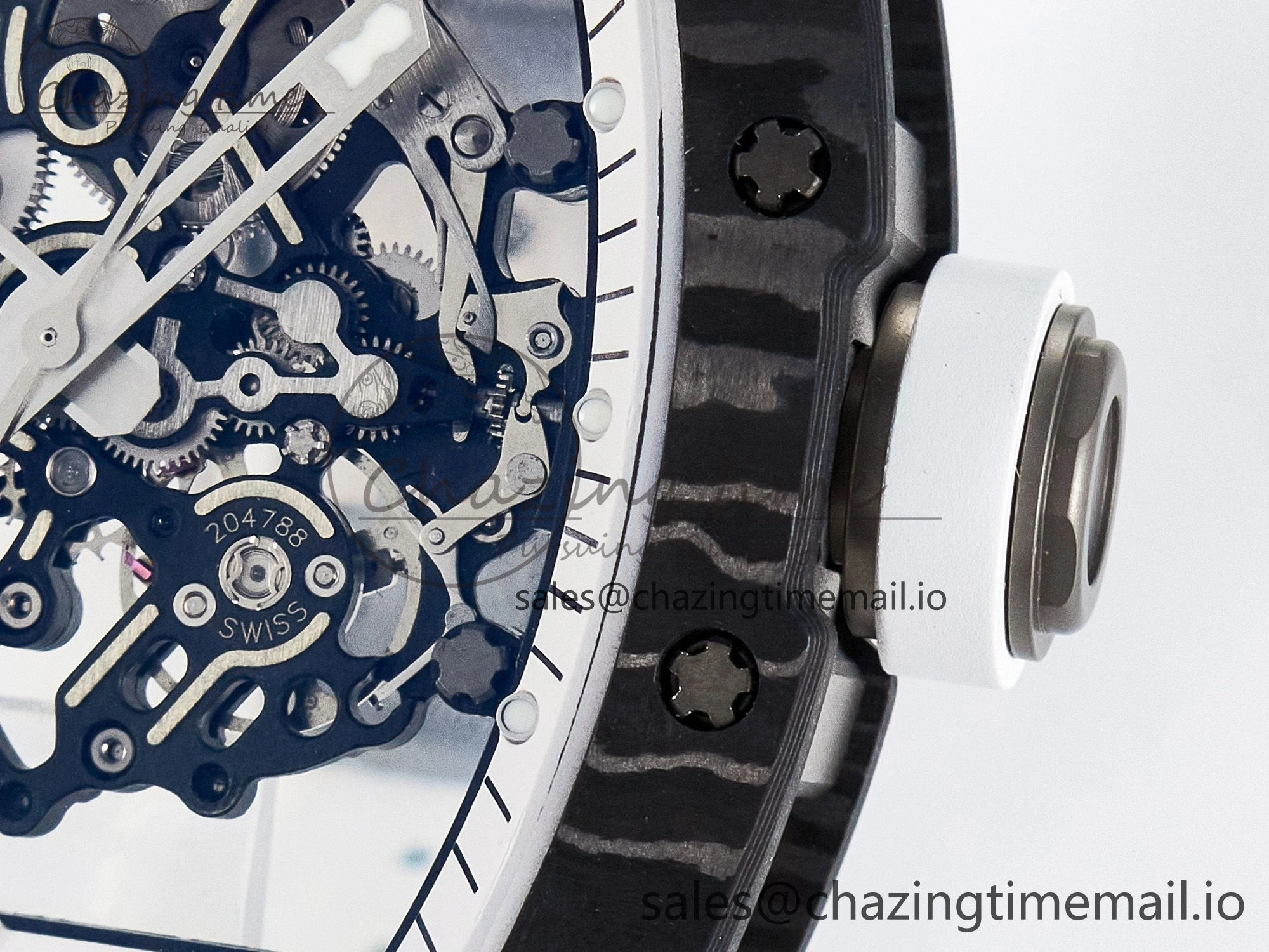 Custom RM055 NTPT APSF 1:1 Best Edition White Bezel White Crown on Rubber Strap Custom Vaucher Movement