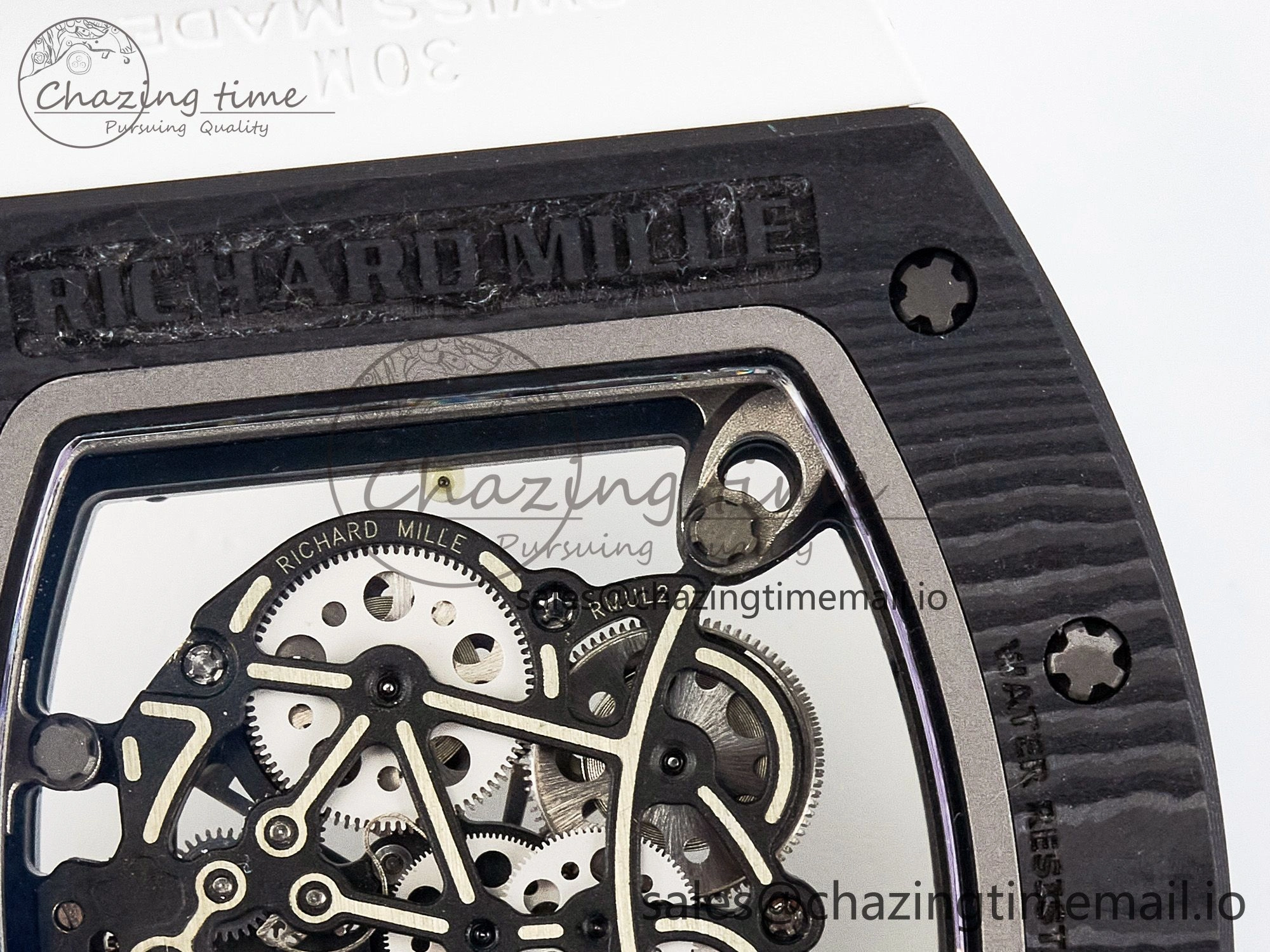 Custom RM055 NTPT APSF 1:1 Best Edition White Bezel White Crown on Rubber Strap Custom Vaucher Movement