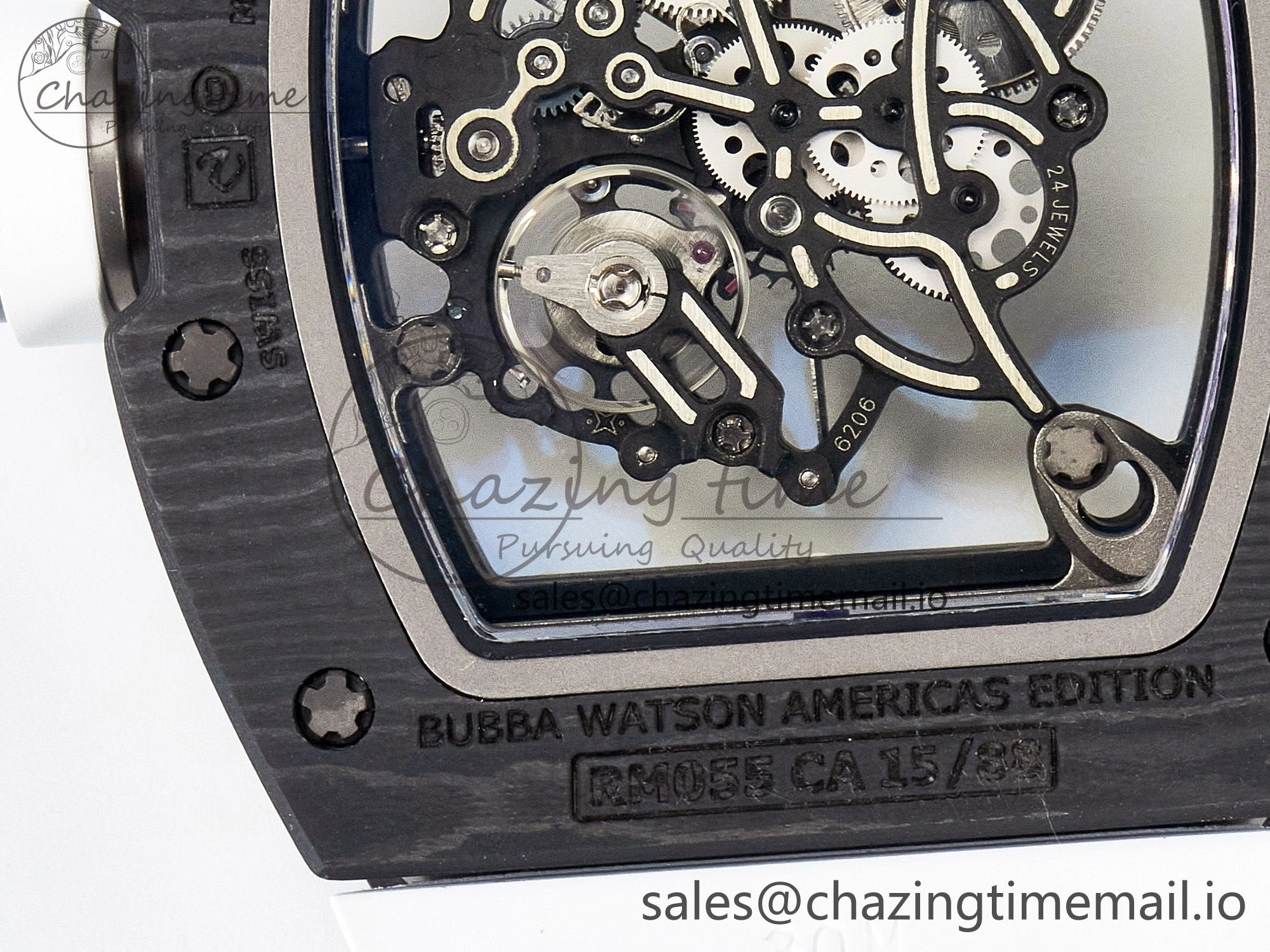 Custom RM055 NTPT APSF 1:1 Best Edition White Bezel White Crown on Rubber Strap Custom Vaucher Movement