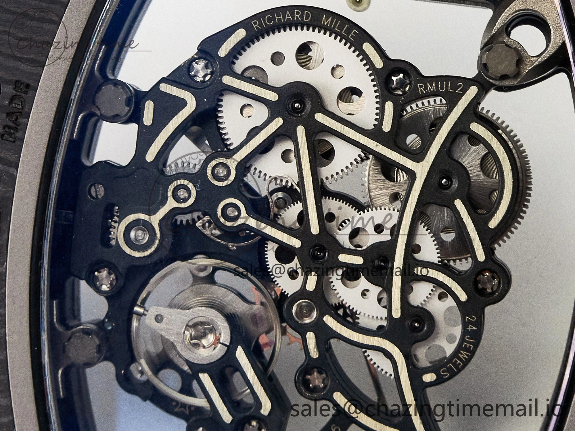 Custom RM055 NTPT APSF 1:1 Best Edition White Bezel White Crown on Rubber Strap Custom Vaucher Movement