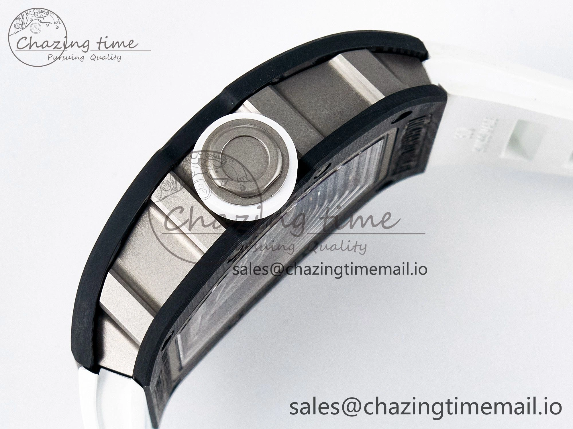 Custom RM055 NTPT APSF 1:1 Best Edition White Bezel White Crown on Rubber Strap Custom Vaucher Movement