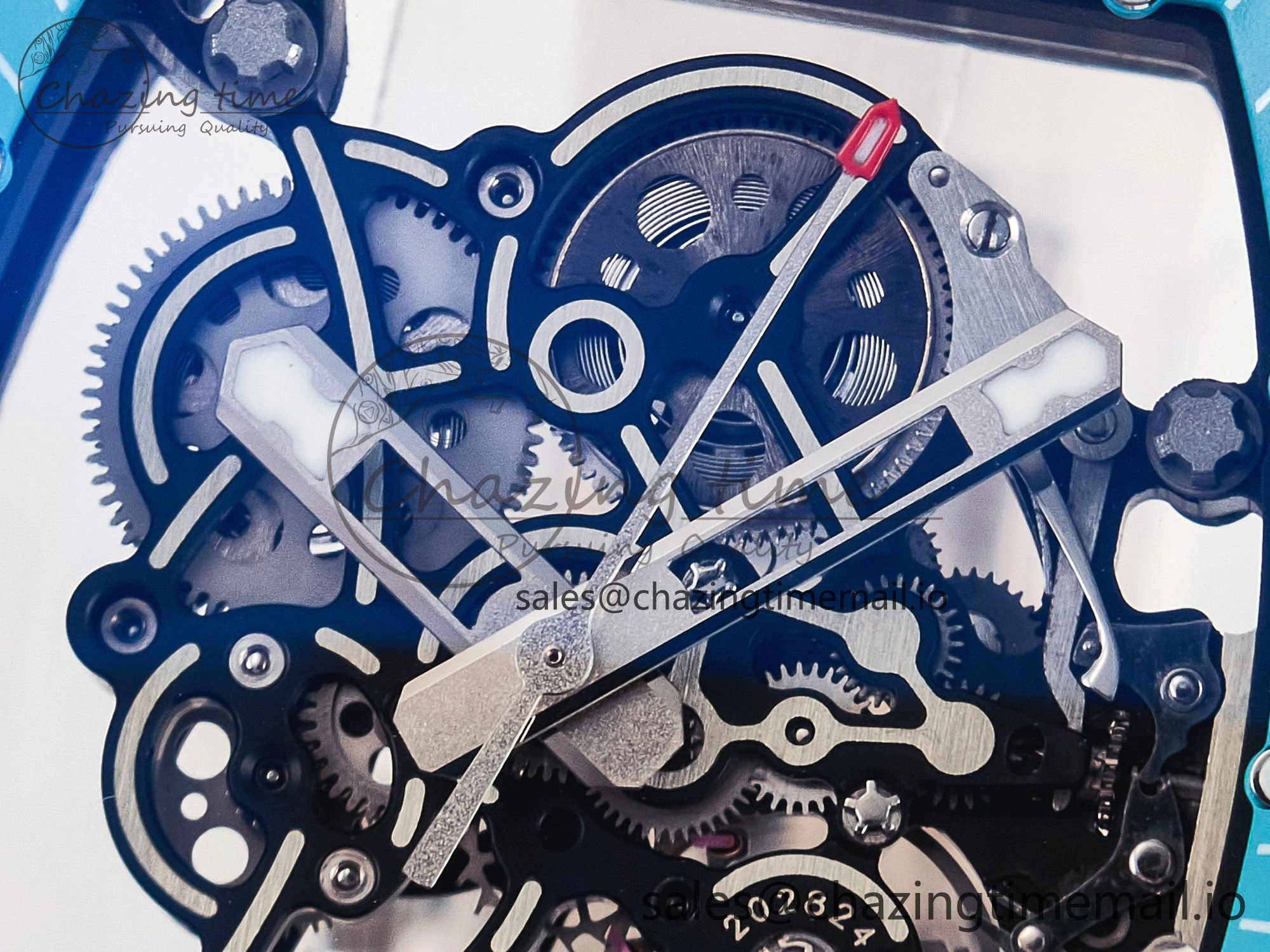 Custom RM055 NTPT PPMF 1:1 Best Edition Blue Bezel Blue Crown on Rubber Strap Custom Vaucher Movement