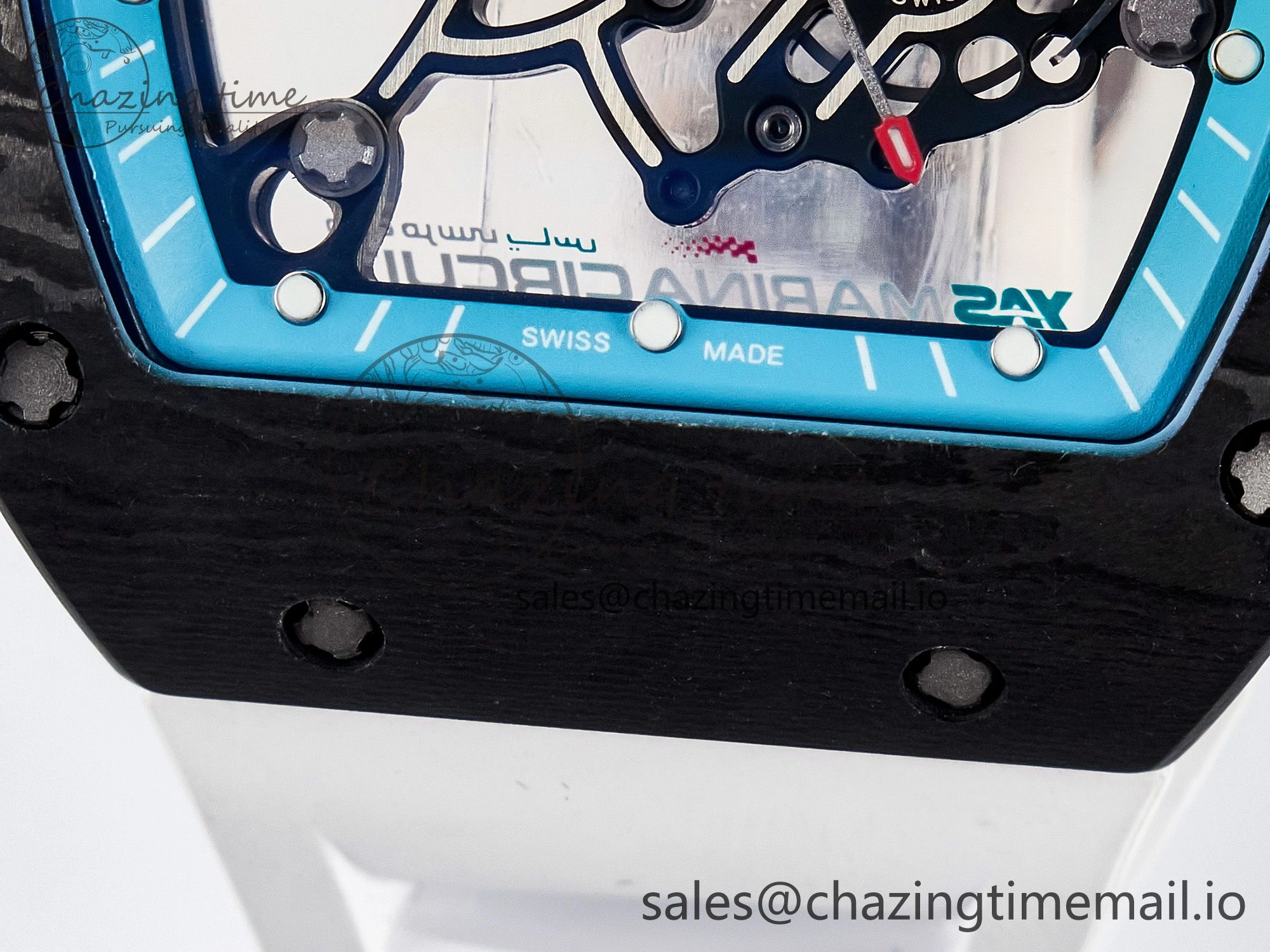 Custom RM055 NTPT PPMF 1:1 Best Edition Blue Bezel Blue Crown on Rubber Strap Custom Vaucher Movement