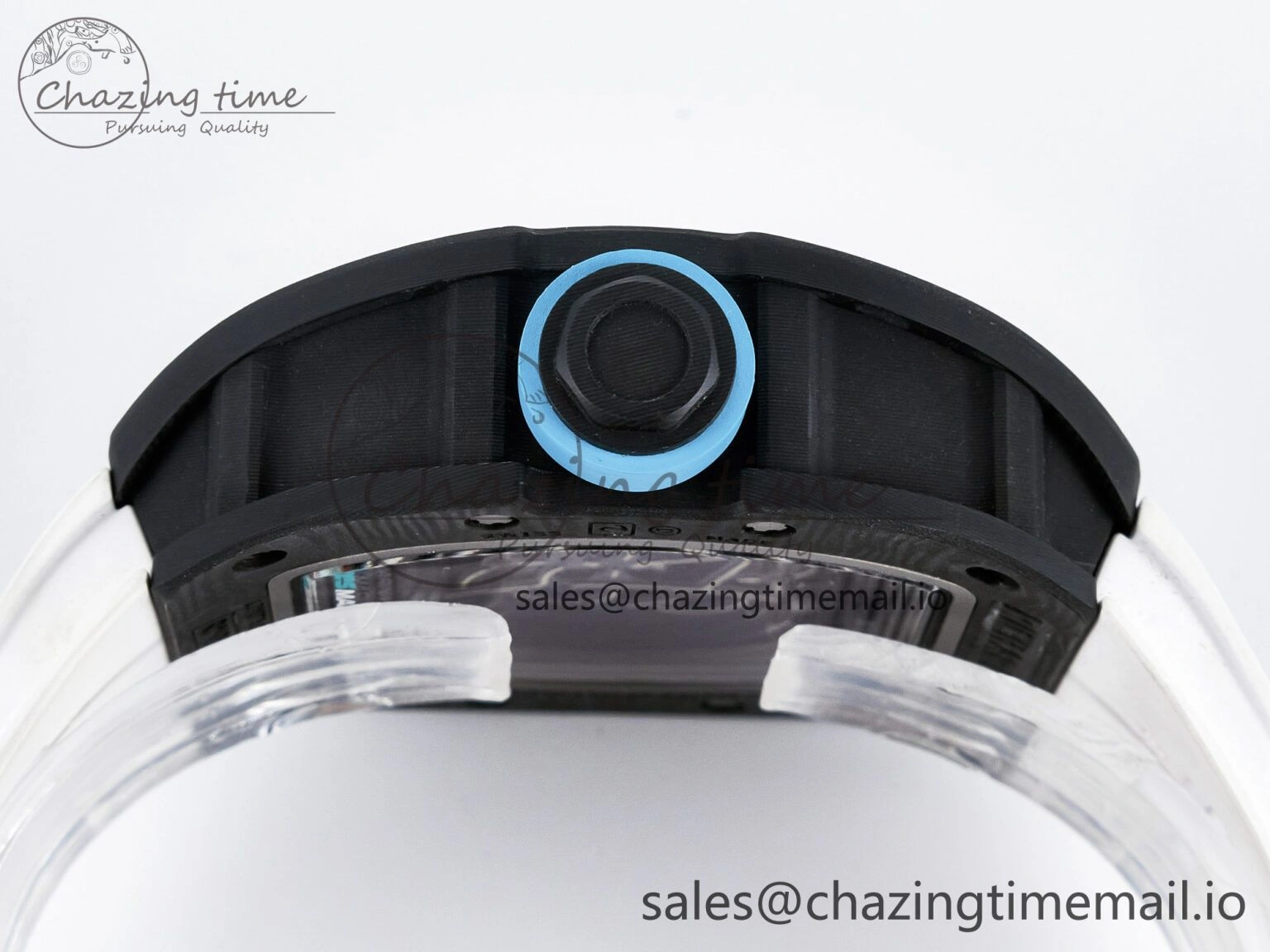 Custom RM055 NTPT PPMF 1:1 Best Edition Blue Bezel Blue Crown on Rubber Strap Custom Vaucher Movement