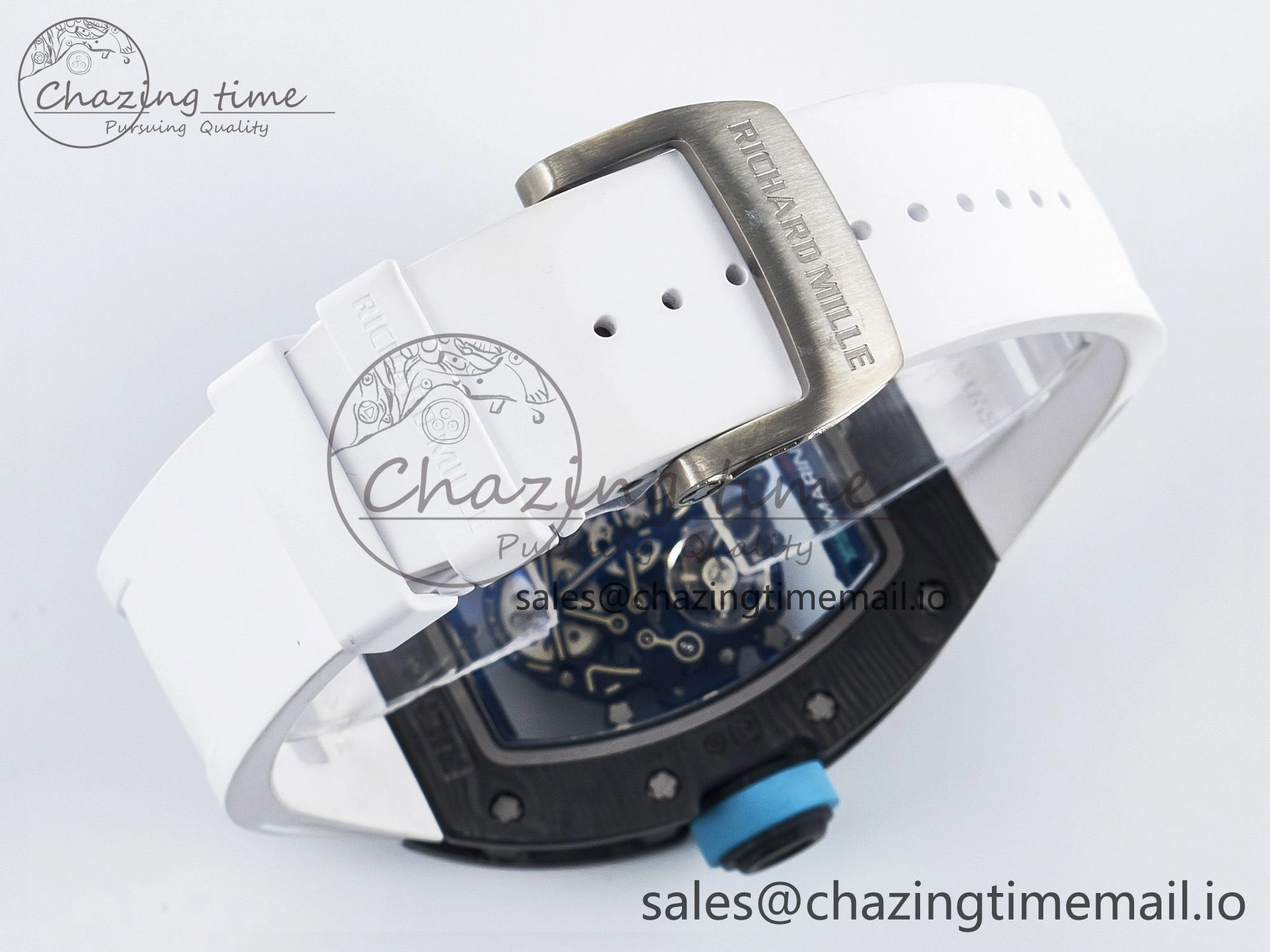 Custom RM055 NTPT PPMF 1:1 Best Edition Blue Bezel Blue Crown on Rubber Strap Custom Vaucher Movement