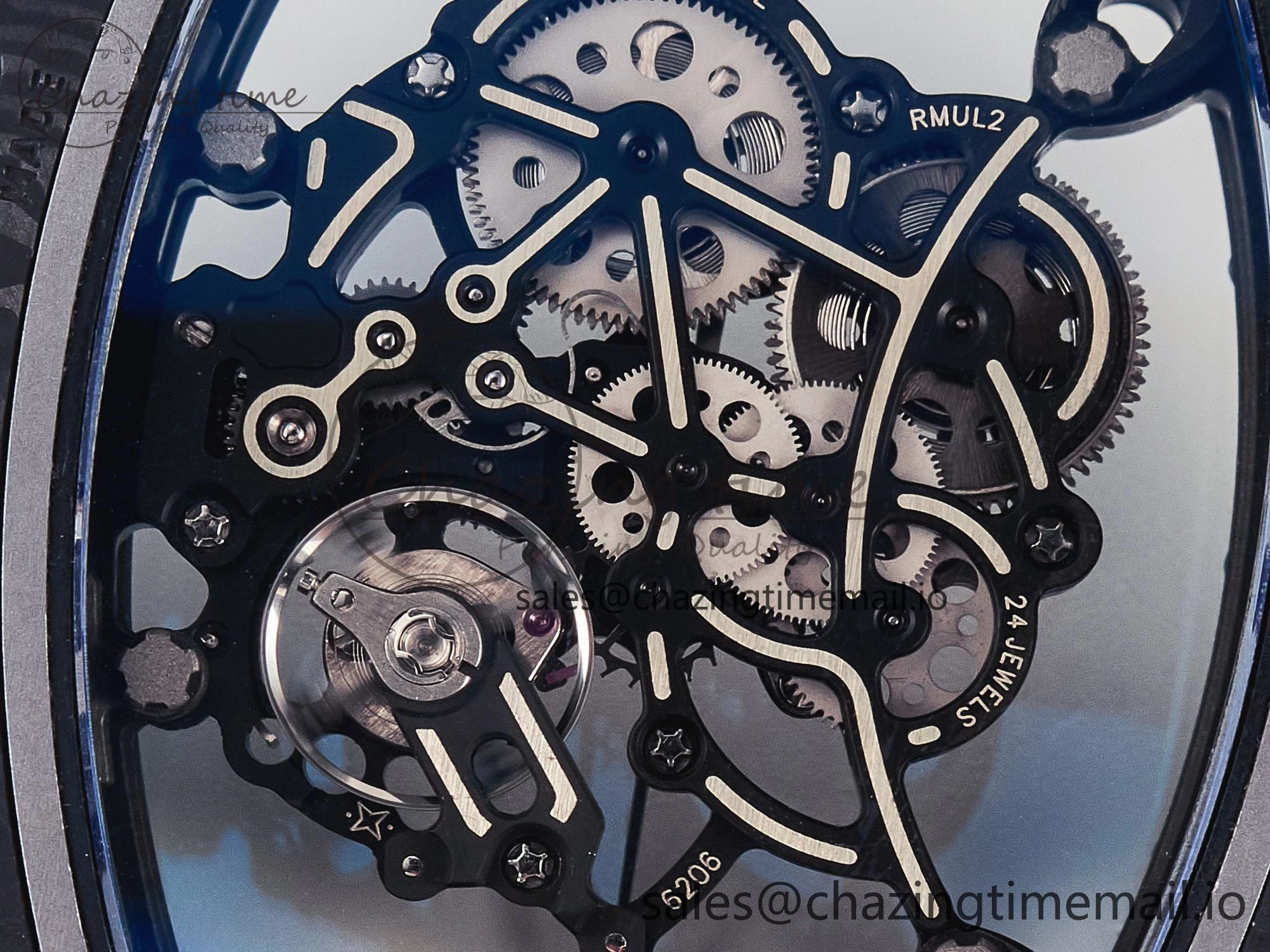 Custom RM055 NTPT PPMF 1:1 Best Edition Blue Bezel Blue Crown on Rubber Strap Custom Vaucher Movement