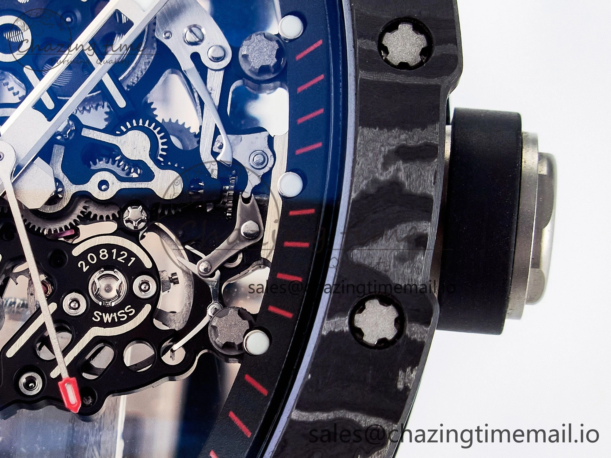 Custom RM055 NTPT  Ti PPMF 1:1 Best Edition Black Bezel Black Crown on Rubber Strap Custom Vaucher Movement