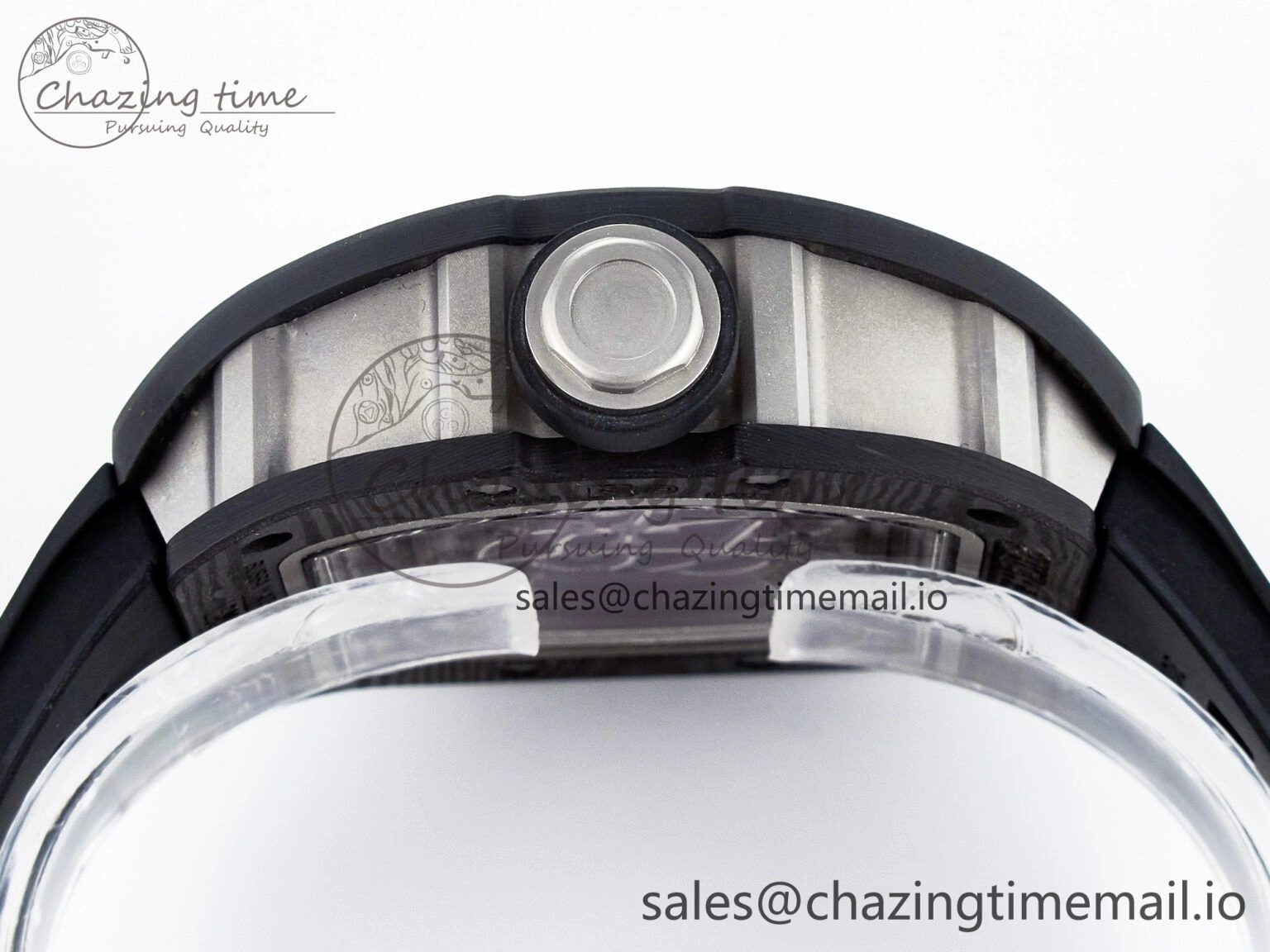 Custom RM055 NTPT  Ti PPMF 1:1 Best Edition Black Bezel Black Crown on Rubber Strap Custom Vaucher Movement