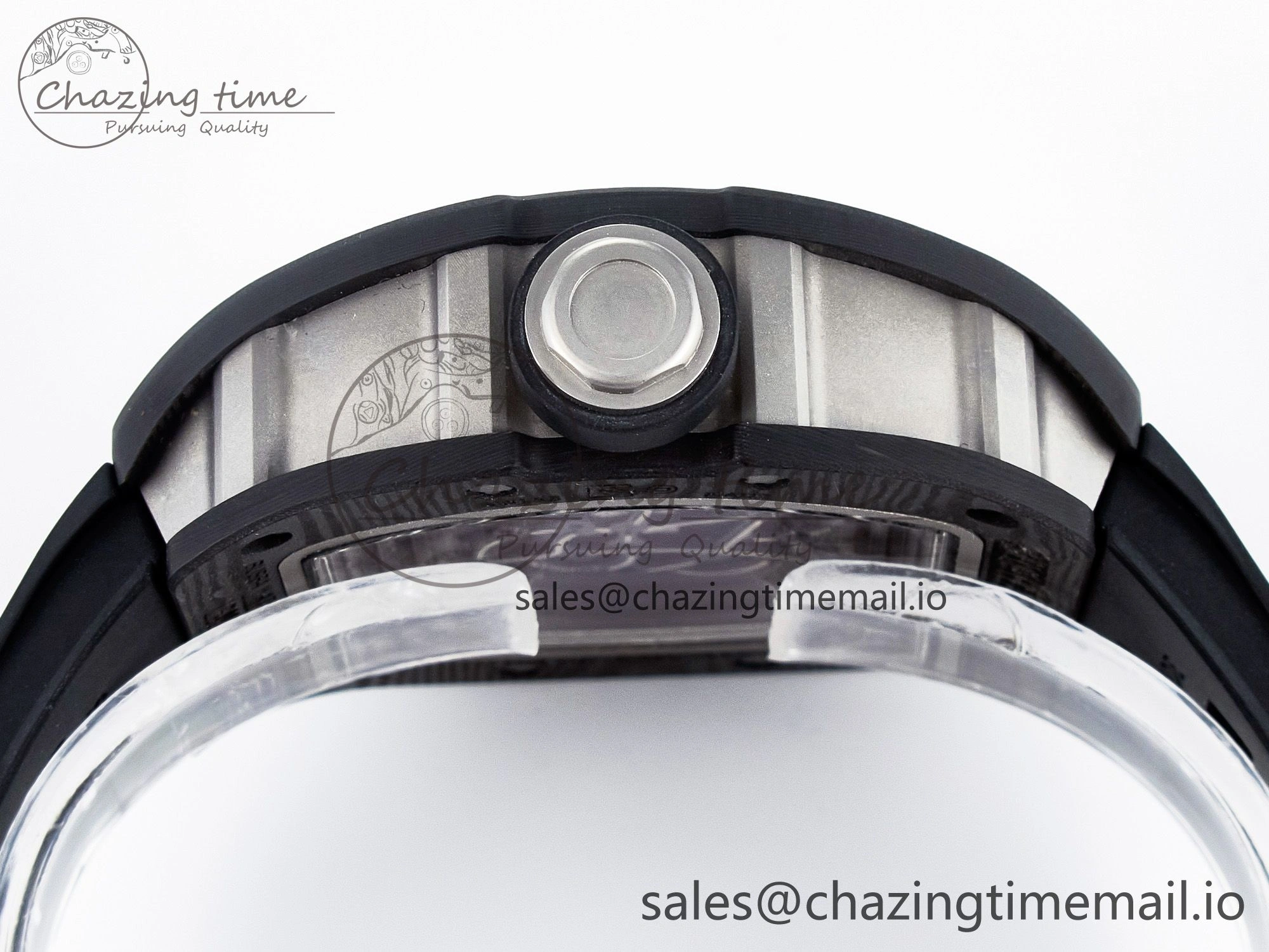 Custom RM055 NTPT  Ti PPMF 1:1 Best Edition Black Bezel Black Crown on Rubber Strap Custom Vaucher Movement