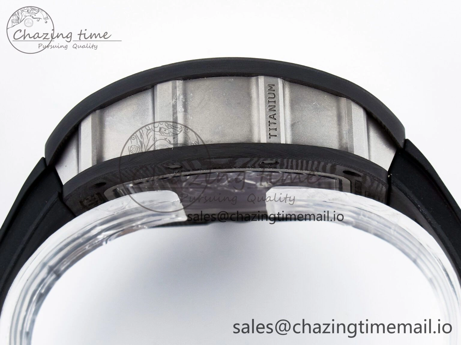 Custom RM055 NTPT  Ti PPMF 1:1 Best Edition Black Bezel Black Crown on Rubber Strap Custom Vaucher Movement