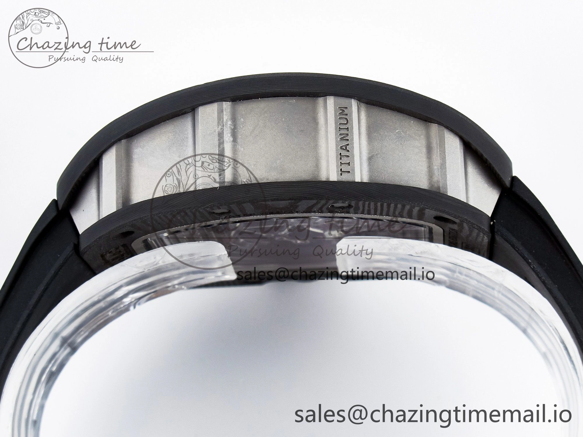 Custom RM055 NTPT  Ti PPMF 1:1 Best Edition Black Bezel Black Crown on Rubber Strap Custom Vaucher Movement