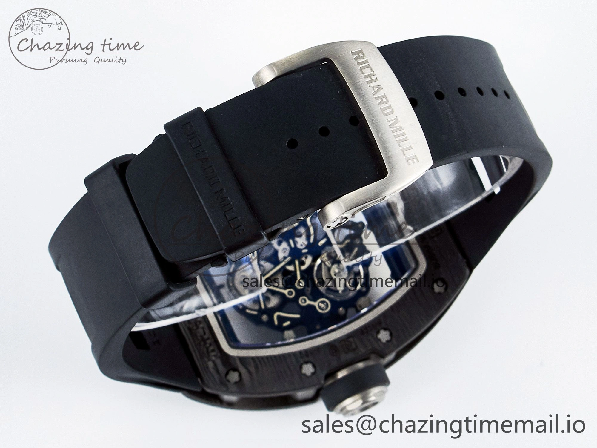 Custom RM055 NTPT  Ti PPMF 1:1 Best Edition Black Bezel Black Crown on Rubber Strap Custom Vaucher Movement