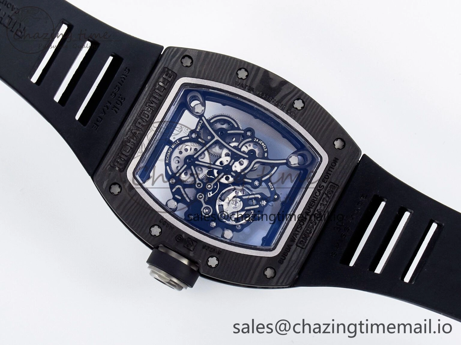Custom RM055 NTPT  Ti PPMF 1:1 Best Edition Black Bezel Black Crown on Rubber Strap Custom Vaucher Movement
