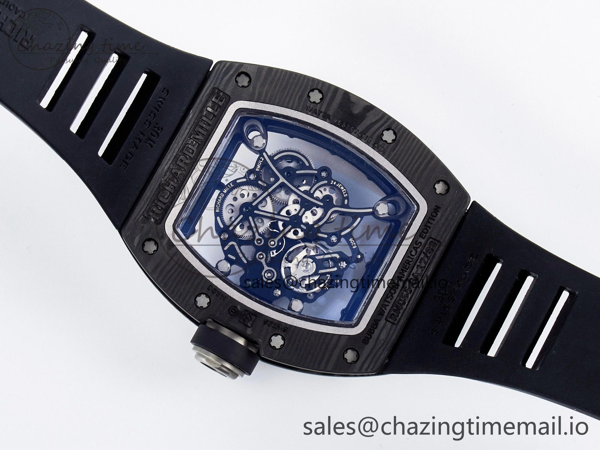 Custom RM055 NTPT  Ti PPMF 1:1 Best Edition Black Bezel Black Crown on Rubber Strap Custom Vaucher Movement