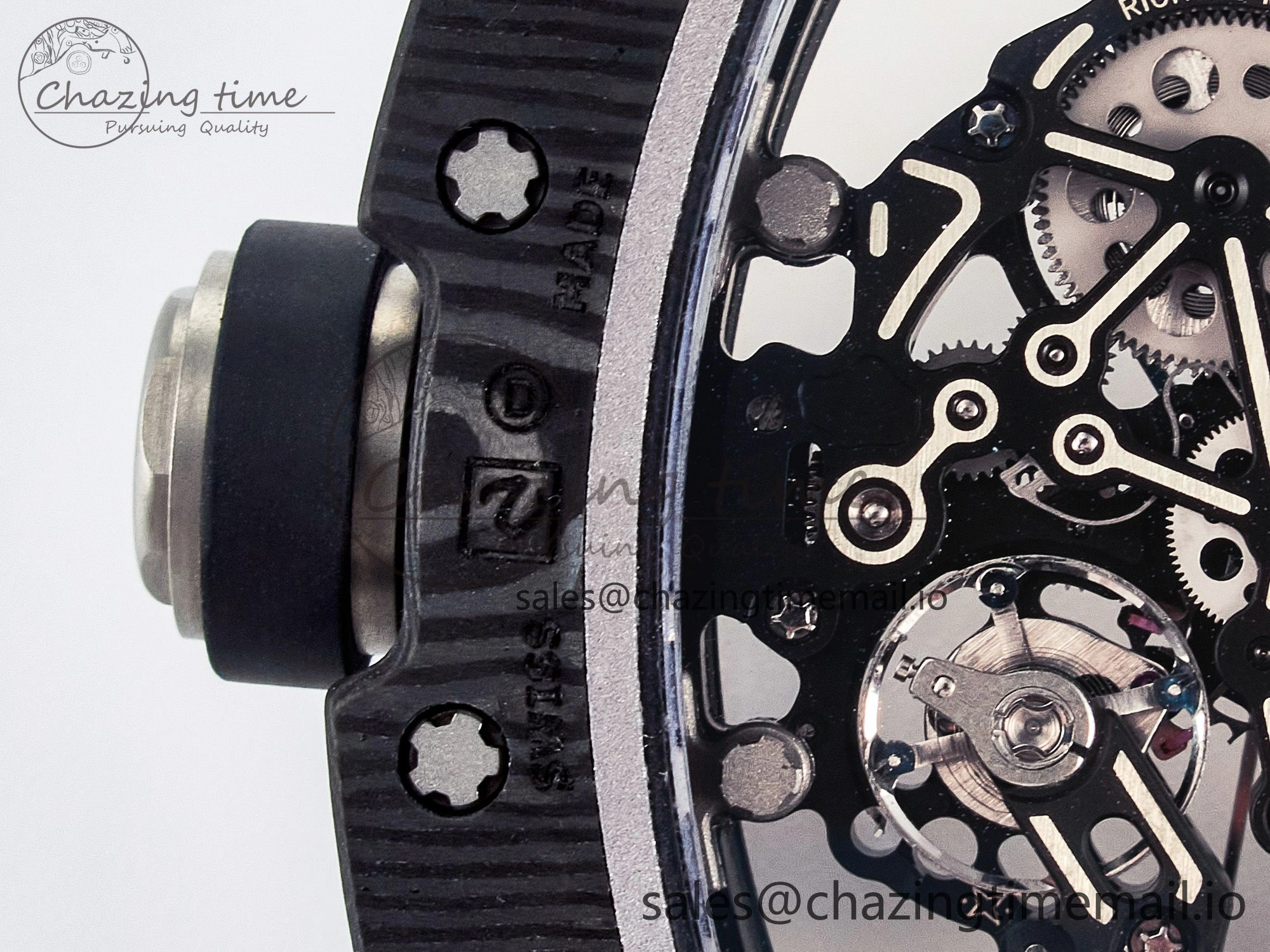 Custom RM055 NTPT  Ti PPMF 1:1 Best Edition Black Bezel Black Crown on Rubber Strap Custom Vaucher Movement