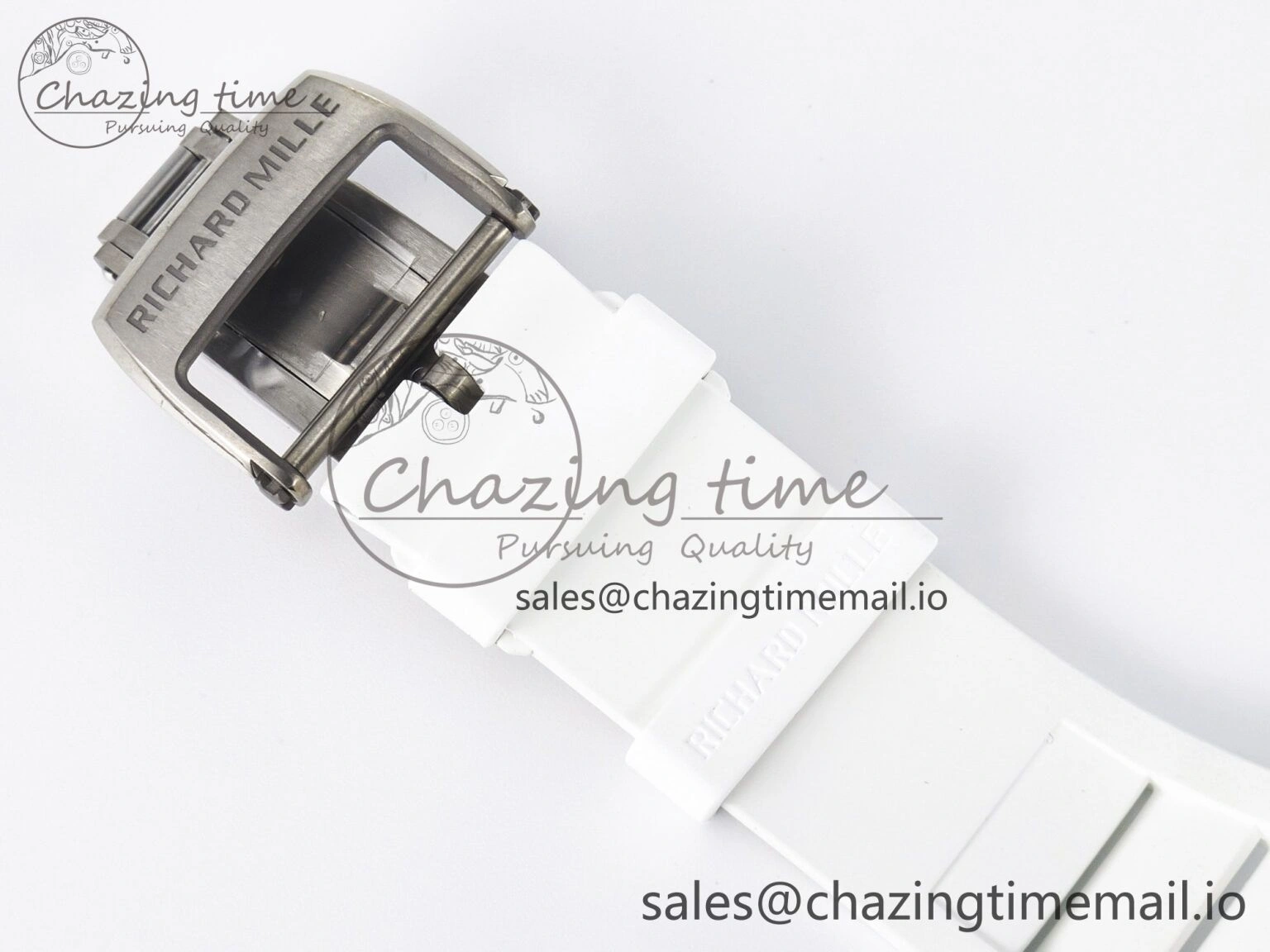 Custom RM055 White Ceramic APSF 1:1 Best Edition Black Bezel White Crown on Rubber Strap Custom Vaucher Movement