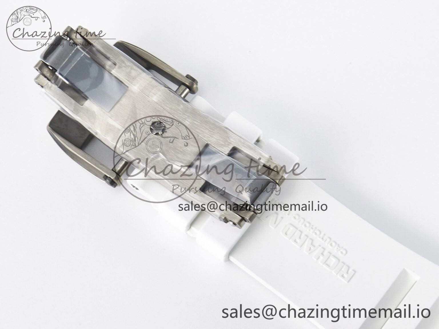 Custom RM055 White Ceramic APSF 1:1 Best Edition Black Bezel White Crown on Rubber Strap Custom Vaucher Movement