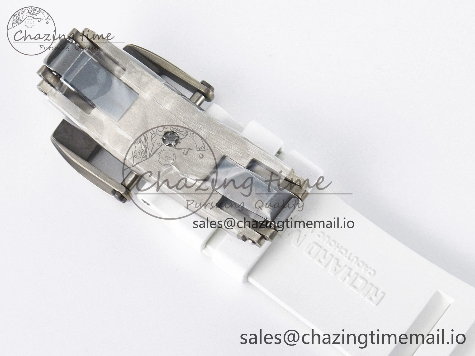 Custom RM055 White Ceramic APSF 1:1 Best Edition Black Bezel White Crown on Rubber Strap Custom Vaucher Movement