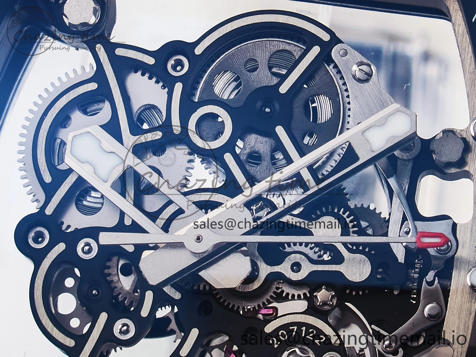 Custom RM055 White Ceramic PPMF 1:1 Best Edition Black Bezel White Crown on Rubber Strap Custom Vaucher Movement
