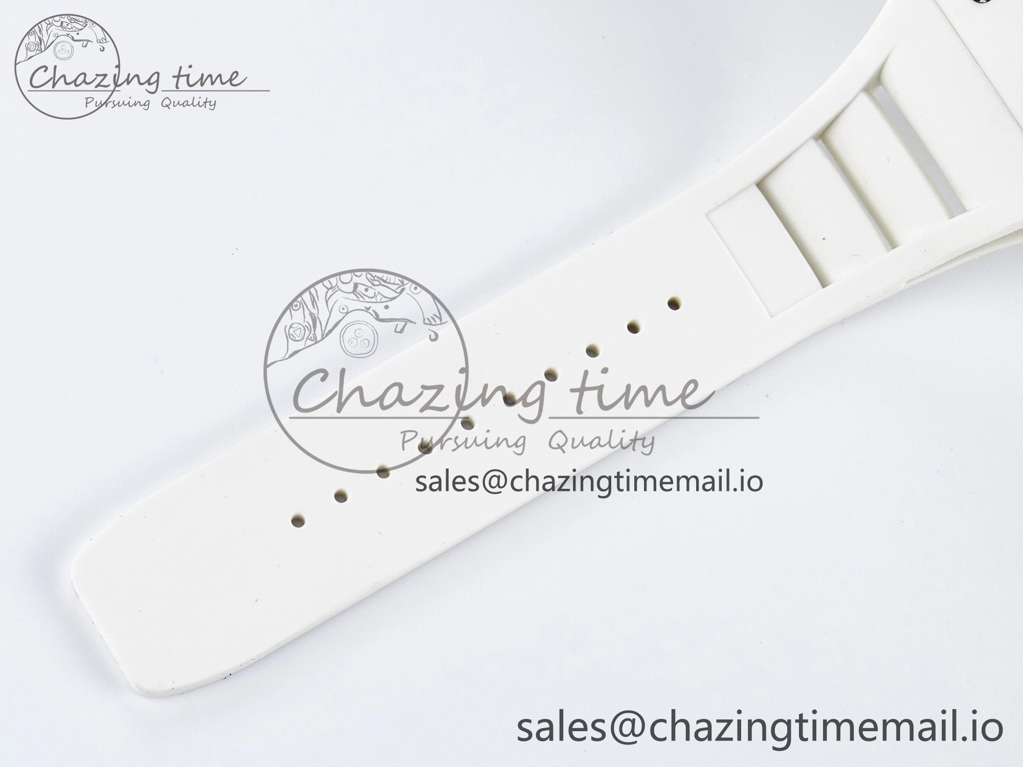 Custom RM055 White Ceramic PPMF 1:1 Best Edition Black Bezel White Crown on Rubber Strap Custom Vaucher Movement