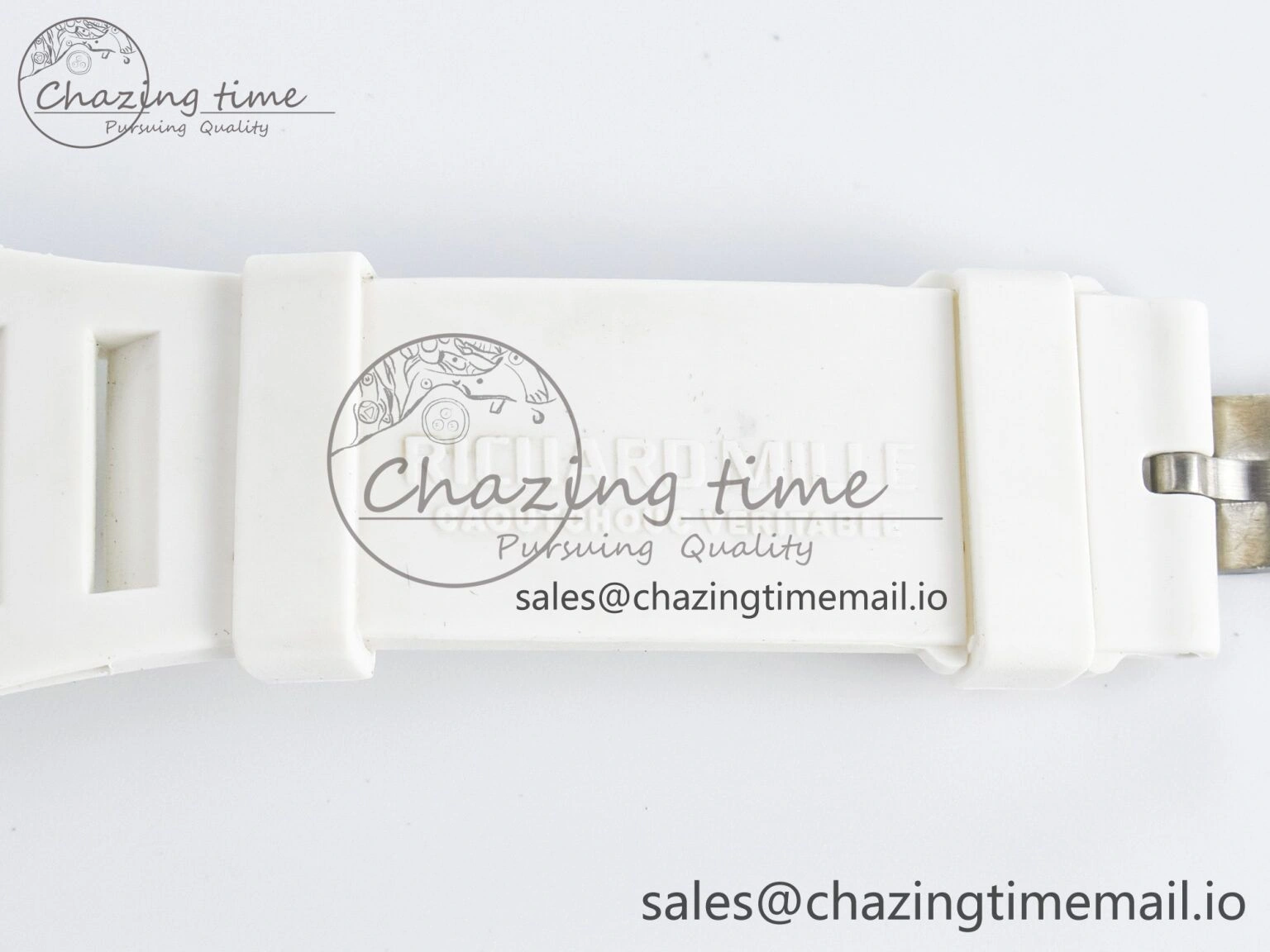 Custom RM055 White Ceramic PPMF 1:1 Best Edition Black Bezel White Crown on Rubber Strap Custom Vaucher Movement