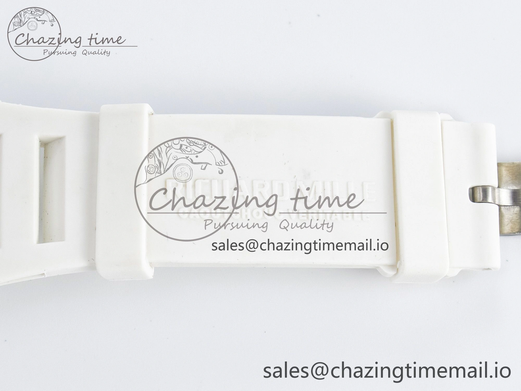 Custom RM055 White Ceramic PPMF 1:1 Best Edition Black Bezel White Crown on Rubber Strap Custom Vaucher Movement