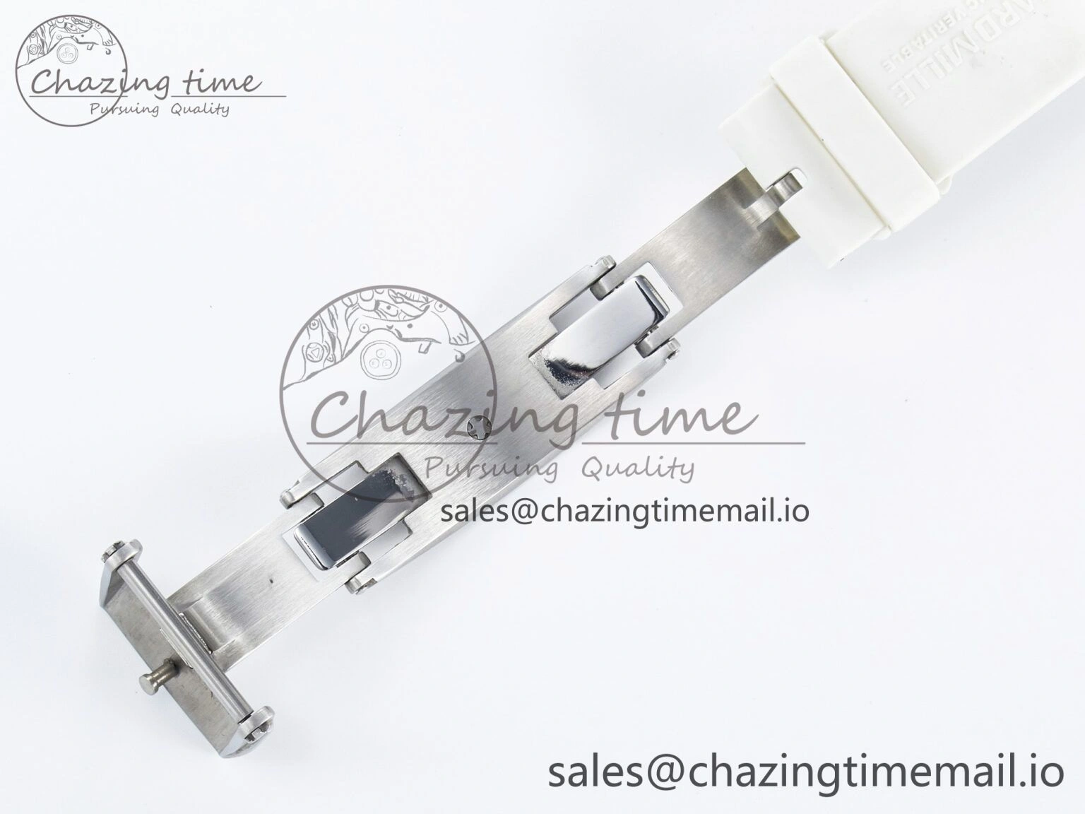 Custom RM055 White Ceramic PPMF 1:1 Best Edition Black Bezel White Crown on Rubber Strap Custom Vaucher Movement