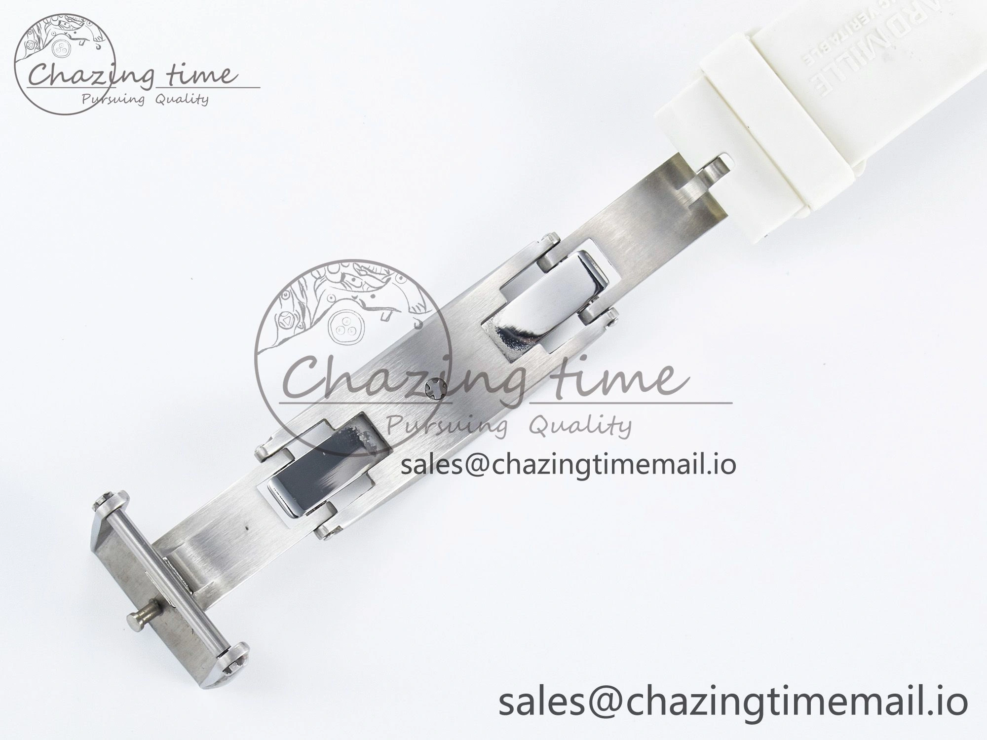 Custom RM055 White Ceramic PPMF 1:1 Best Edition Black Bezel White Crown on Rubber Strap Custom Vaucher Movement