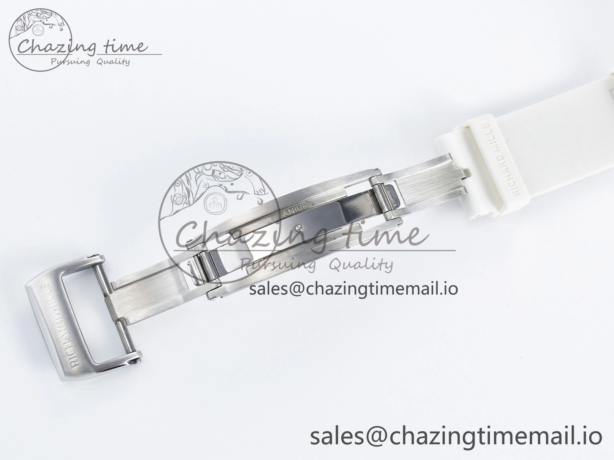 Custom RM055 White Ceramic PPMF 1:1 Best Edition Black Bezel White Crown on Rubber Strap Custom Vaucher Movement