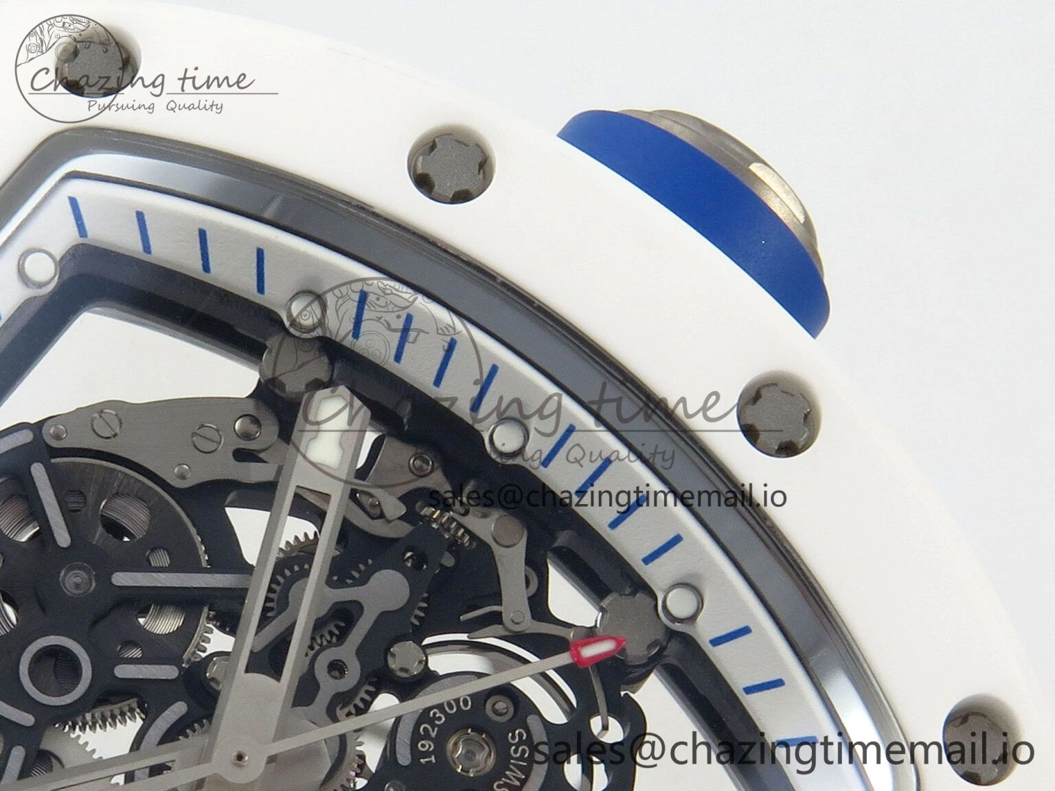 Custom RM055 White Ceramic ZGF Best Edition White Inner Bezel on White Rubber Strap Vaucher Manufacture Fleurier Movement (Free Sprung)