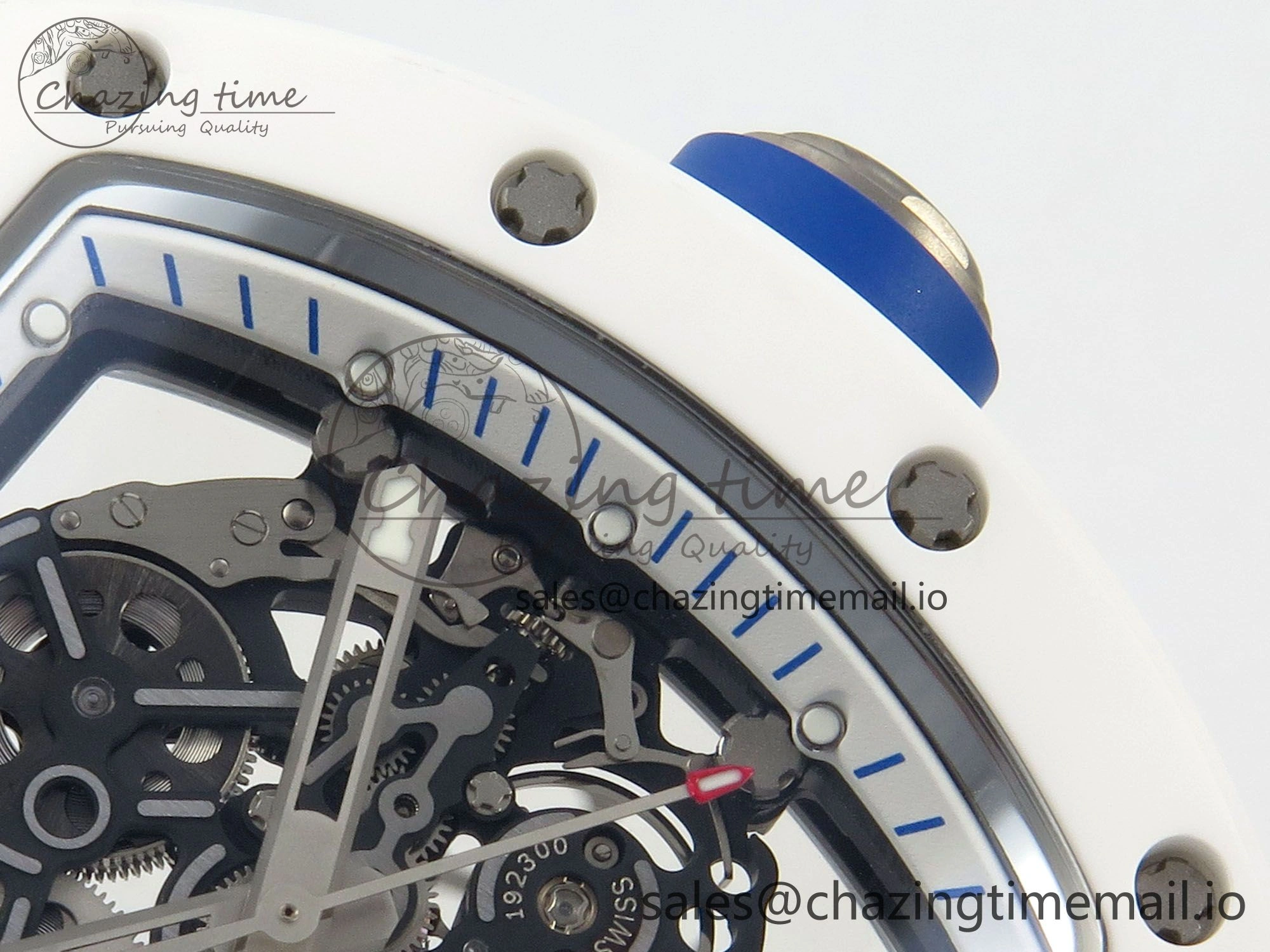Custom RM055 White Ceramic ZGF Best Edition White Inner Bezel on White Rubber Strap Vaucher Manufacture Fleurier Movement (Free Sprung)